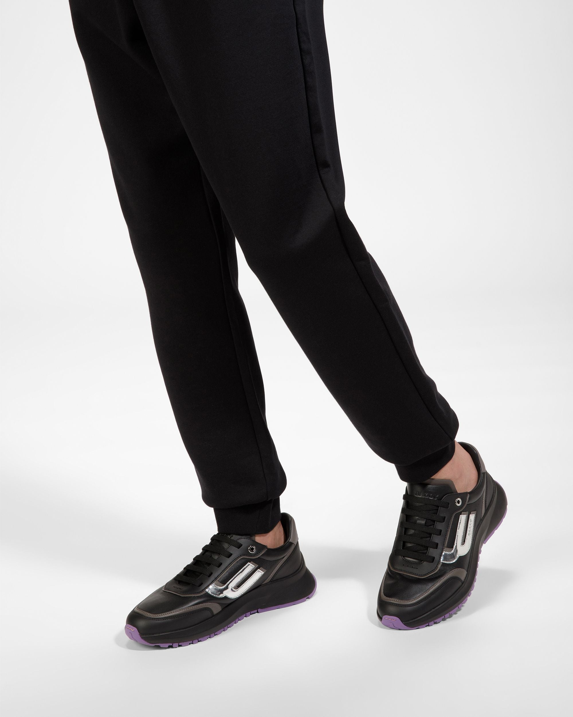 Bally Global - Demmy Zapatillas De Piel En Negro Y Mineral Oscuro - Multicolor