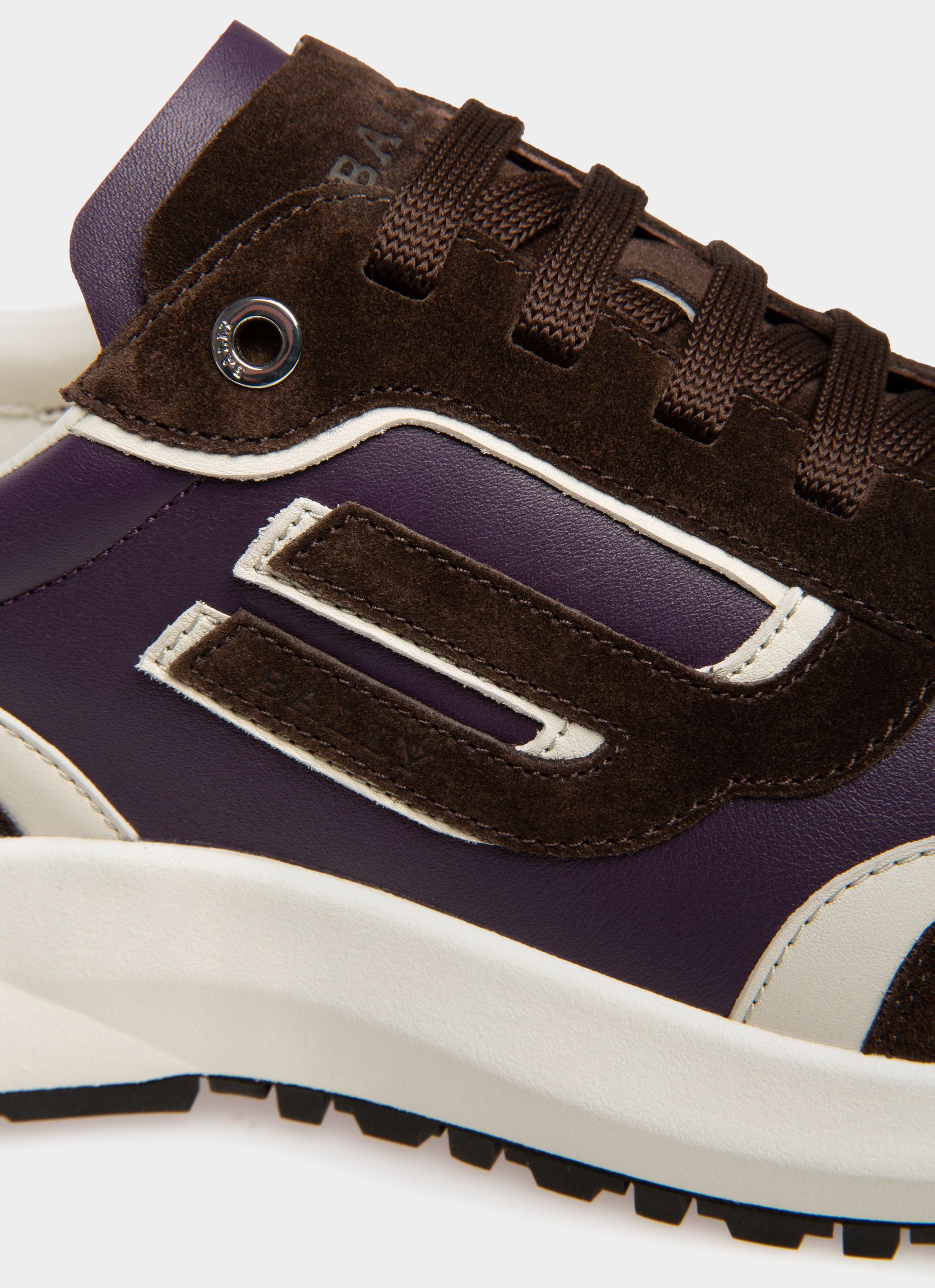 Bally Global - Outline Sneaker in Purple Leather and Brown Suede - Multicolor