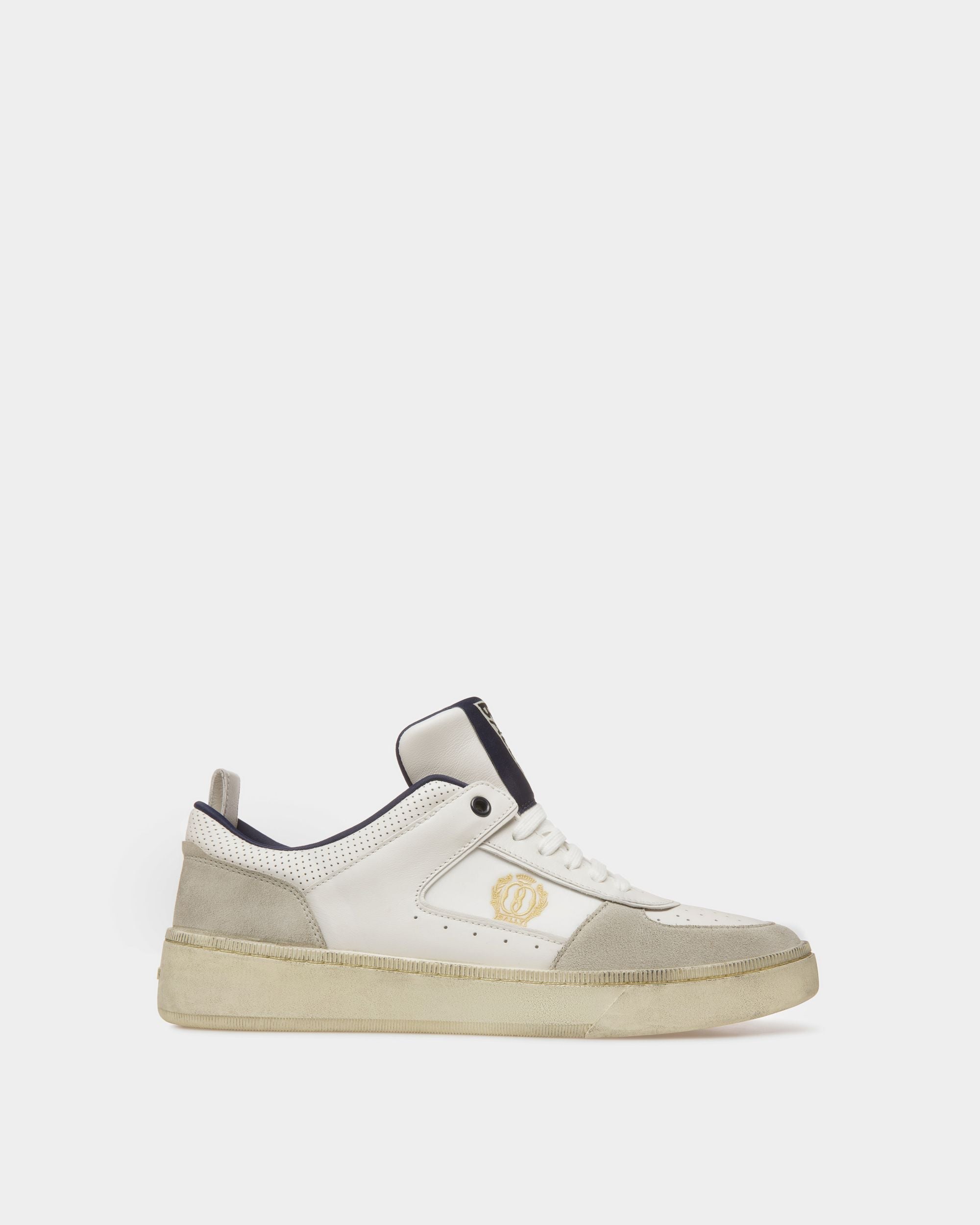 Bally Global - Sneakers Raise En cuir et tissu blanc poussière et bleu nuit - Blanc