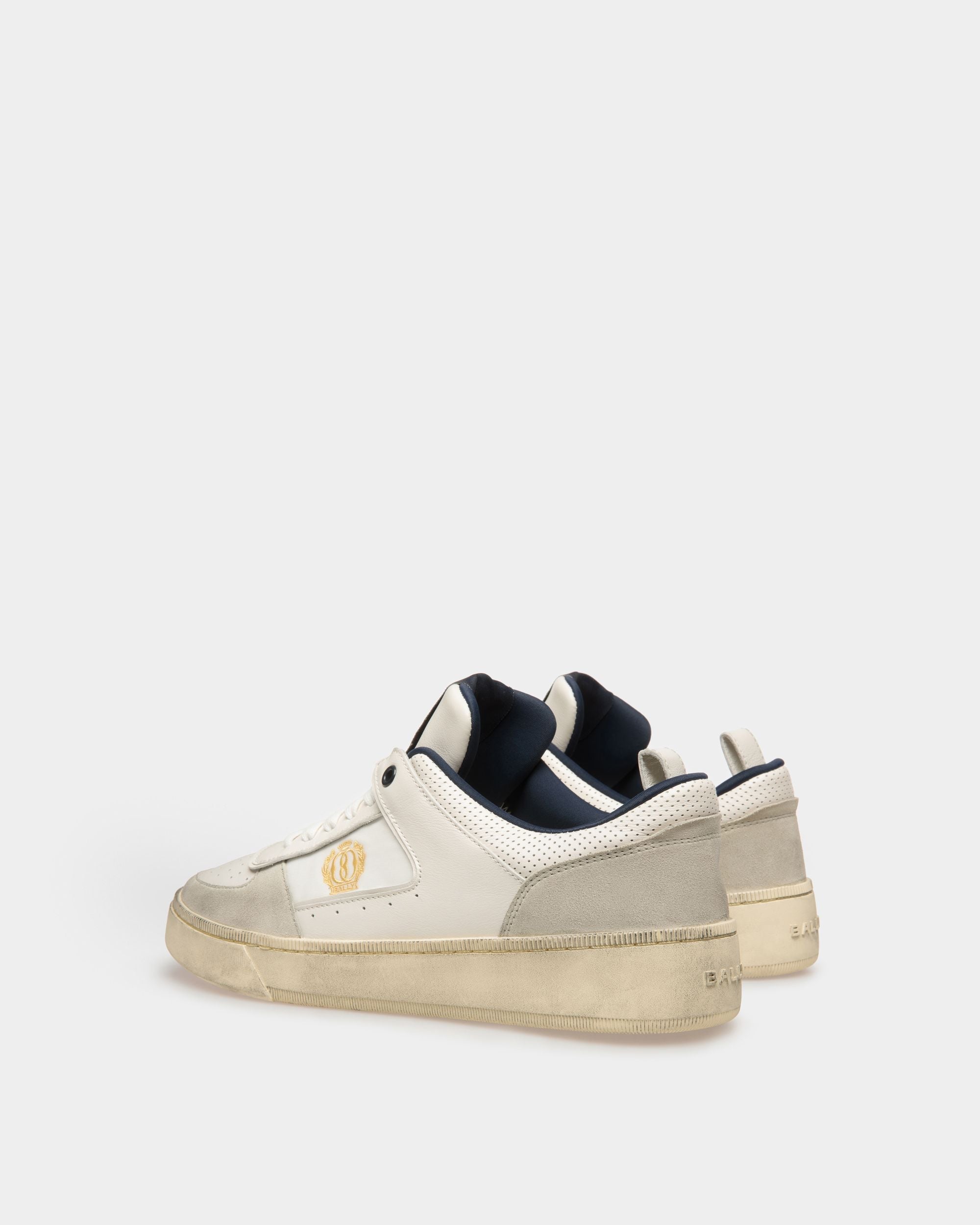 Bally Global - Raise Sneakers In Dusty White And Midnight Leather And Fabric - White
