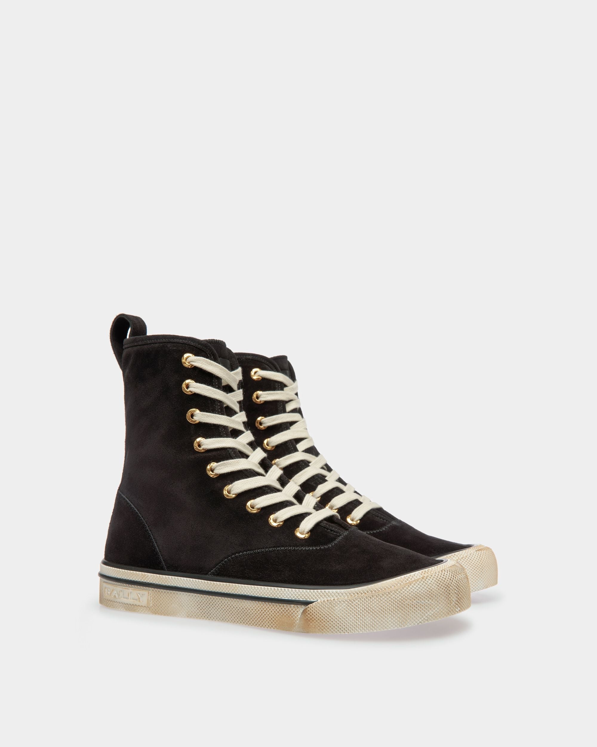 Bally Global - Santa Ana High Top Sneakers In Black Suede - Negro