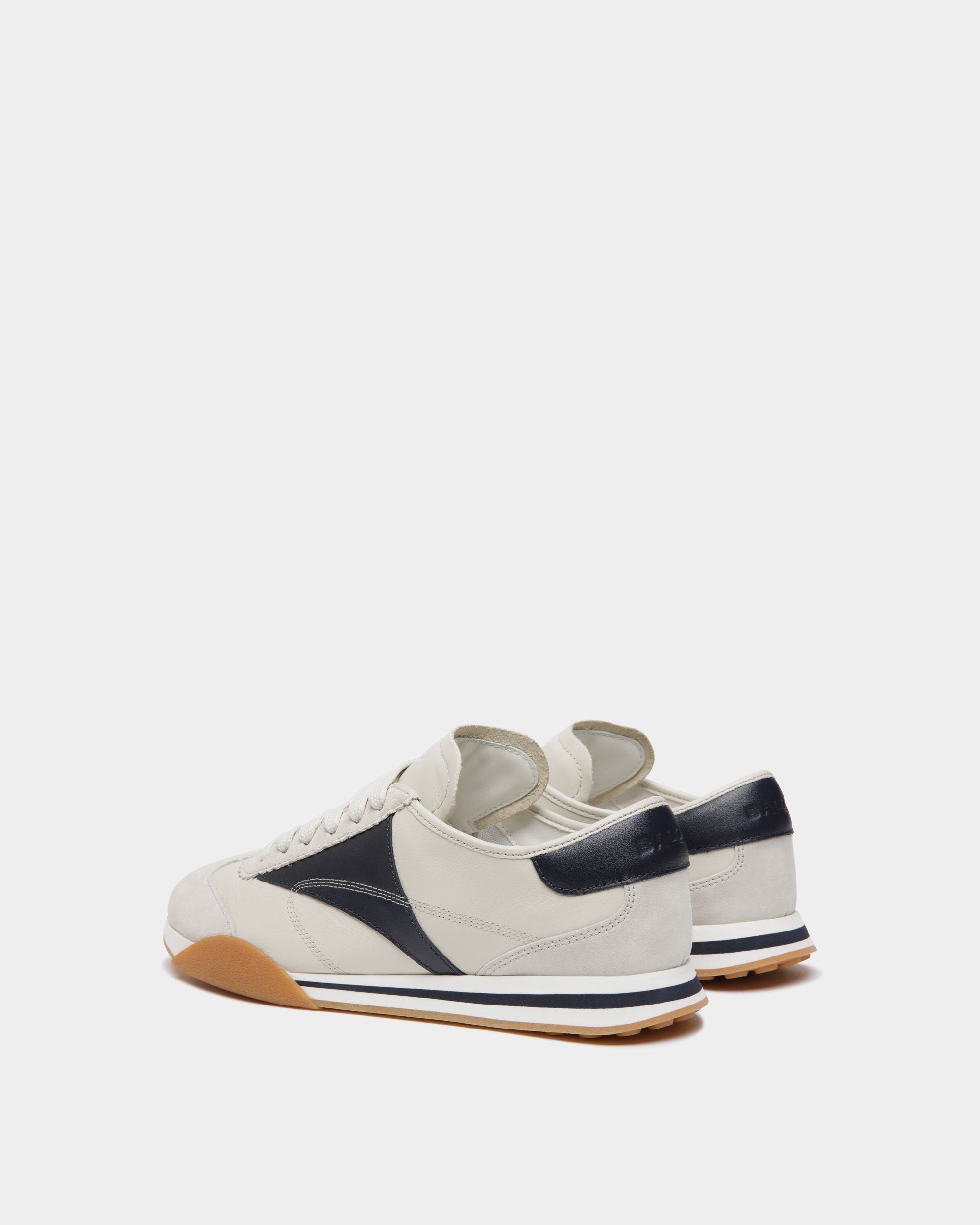 Bally Global - Zapatilla Sussex En Cuero Blanco Y Navy Blue - Blanco