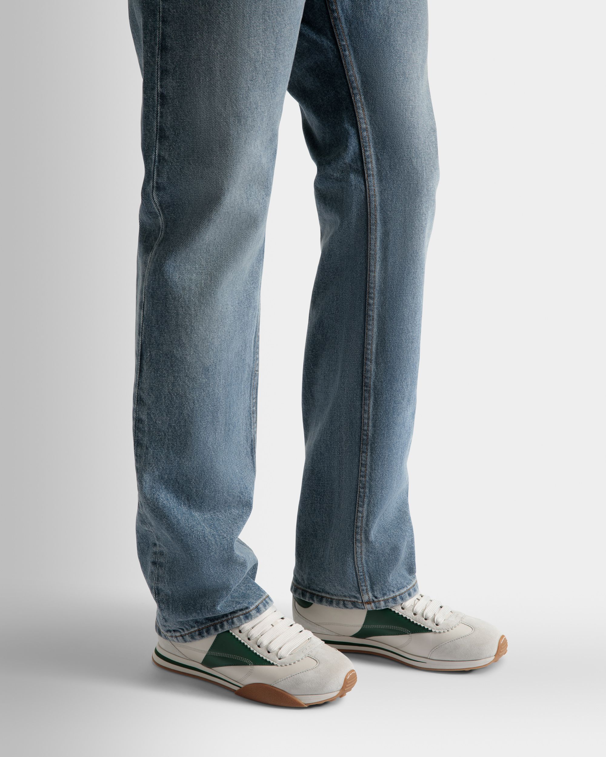 Bally Global - Sussex Sneakers In Dusty White And Kelly Green Leather - White