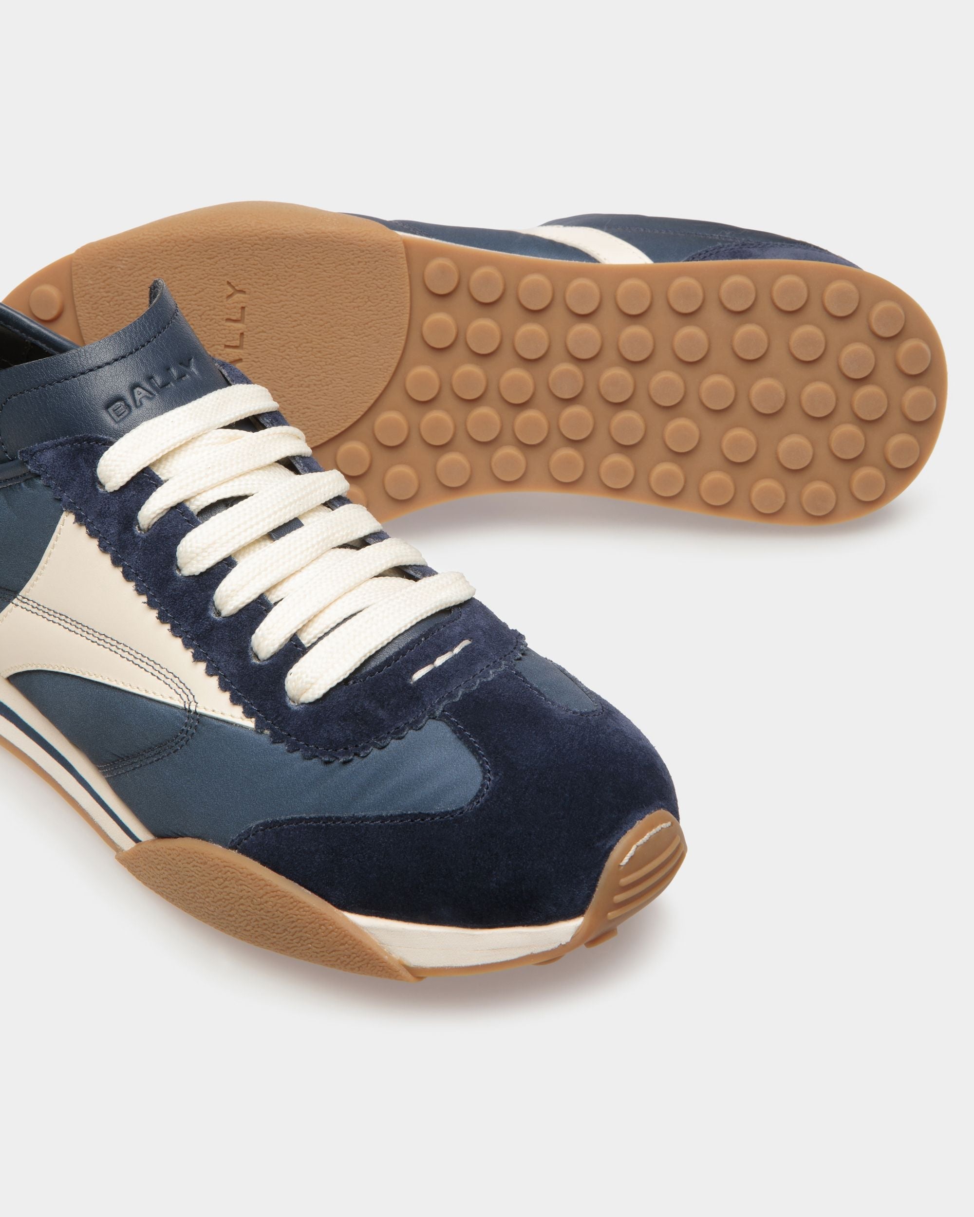 Bally Global - Zapatillas Sussex De Piel Y Tela Azul Marino Y Hueso - Azul
