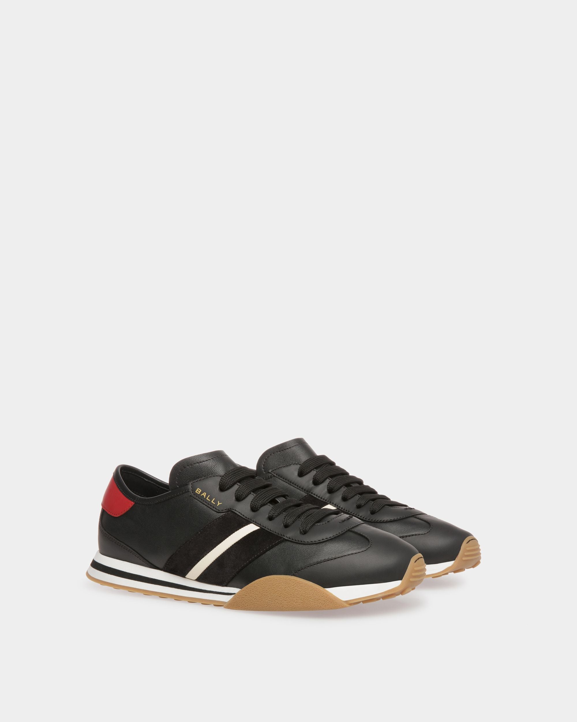 Bally Global - Zapatillas Sussex De Piel Negra, Hueso Y Rubí Oscuro - Negro