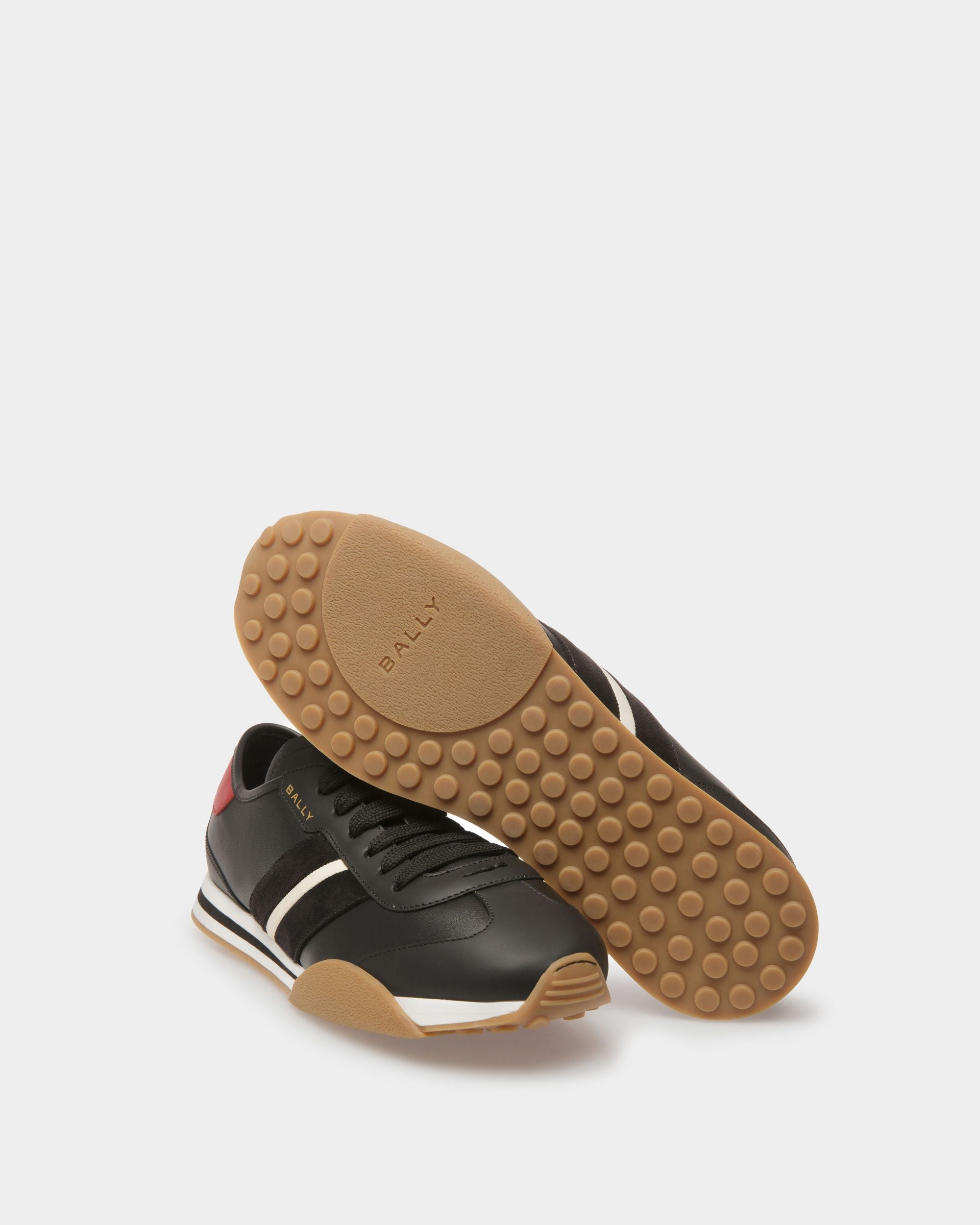Bally Global - Zapatillas Sussex De Piel Negra, Hueso Y Rubí Oscuro - Negro