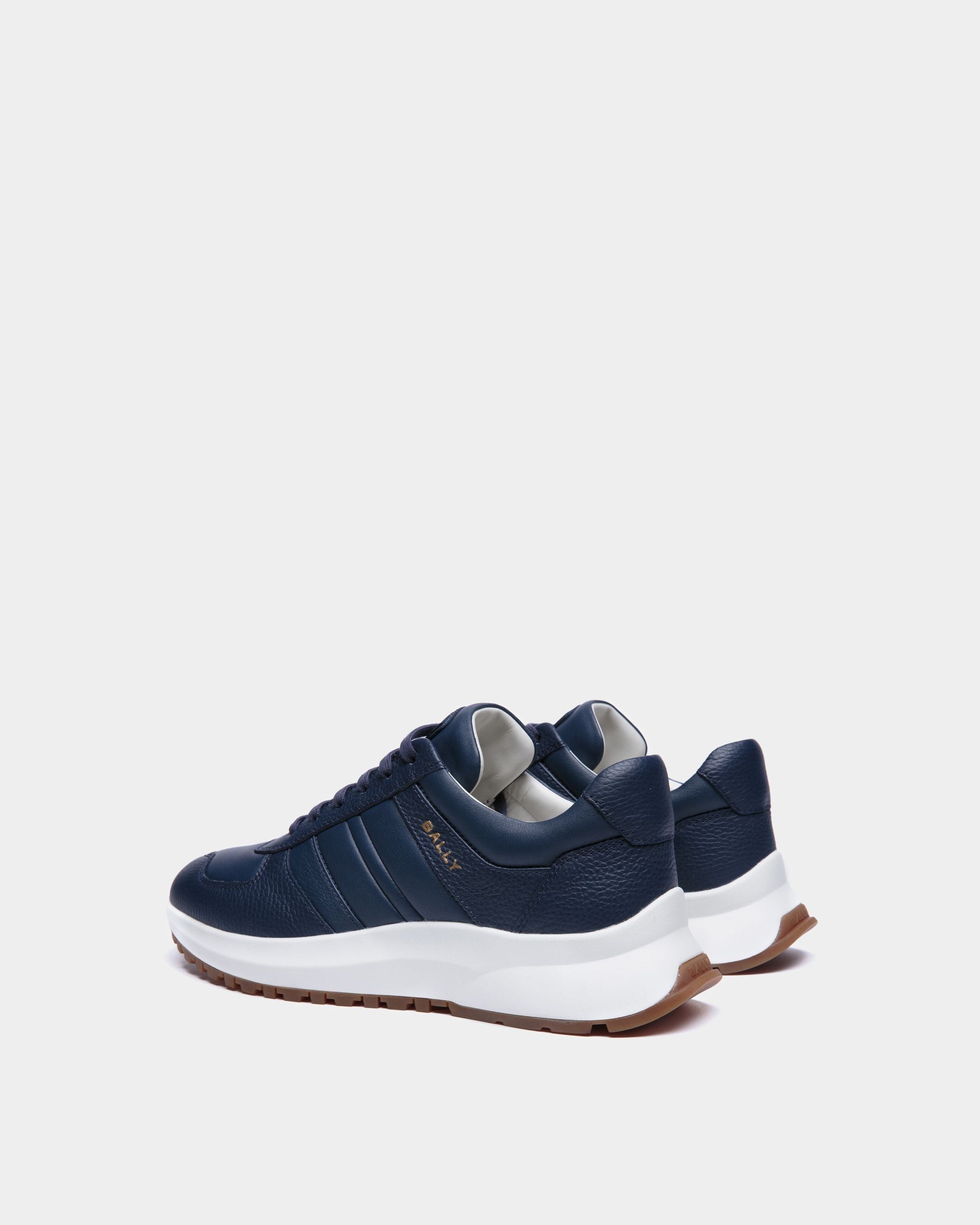 Bally Global - Outline Sneaker In Blue Grained Leather - Blue