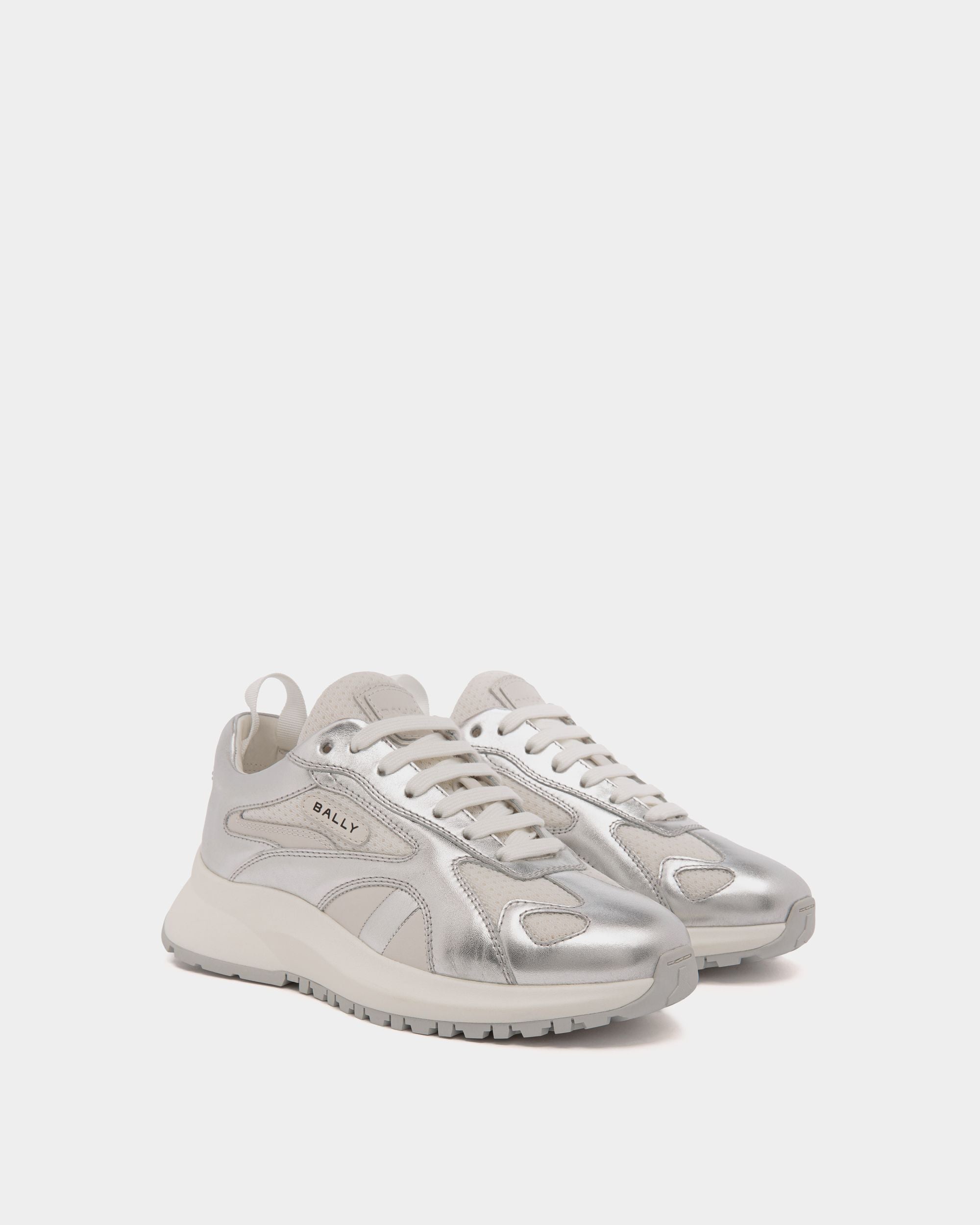 Bally Global - Outline Sneaker In White and Silver Leather - Silver
