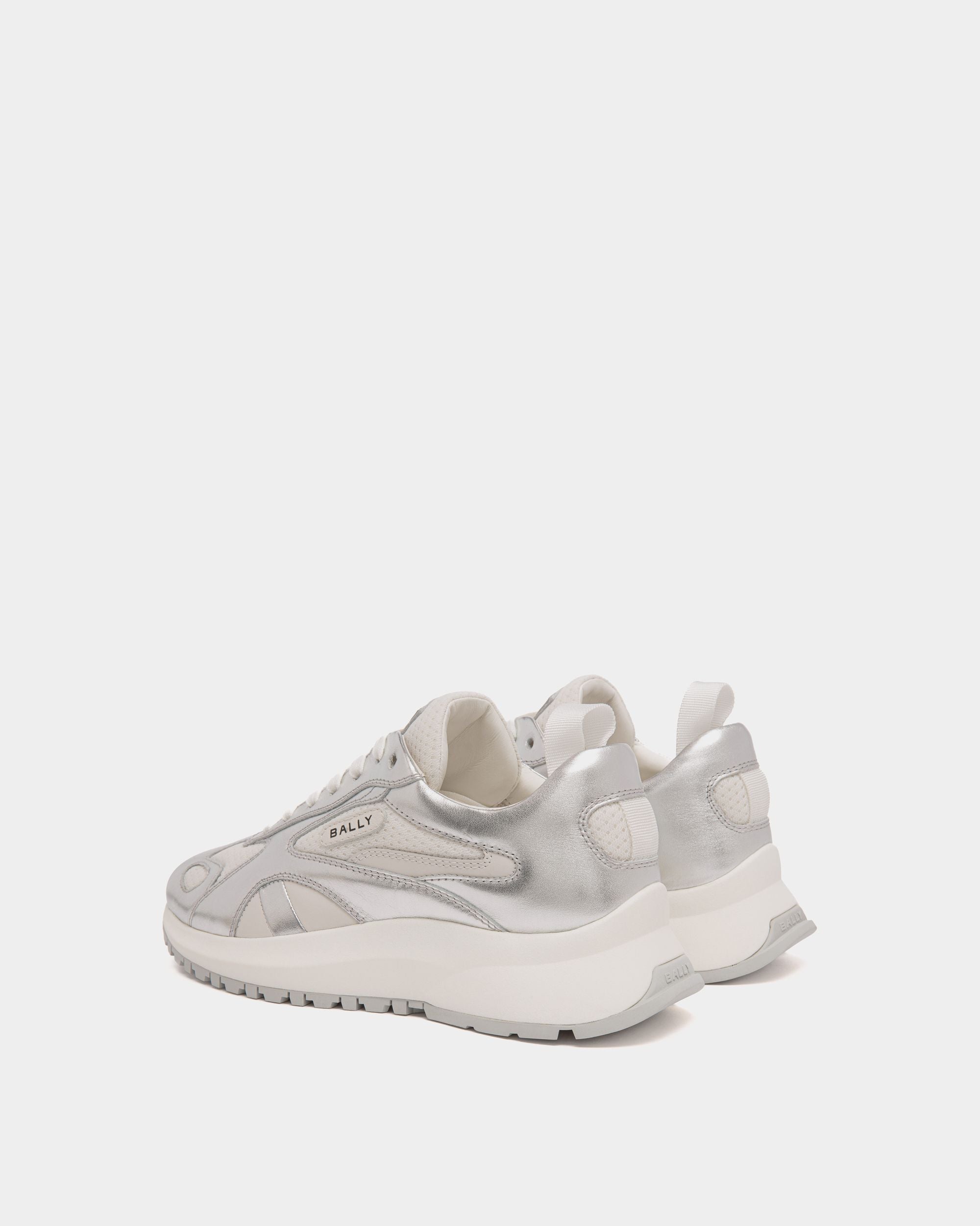 Bally Global - Outline Sneaker In White and Silver Leather - Silver
