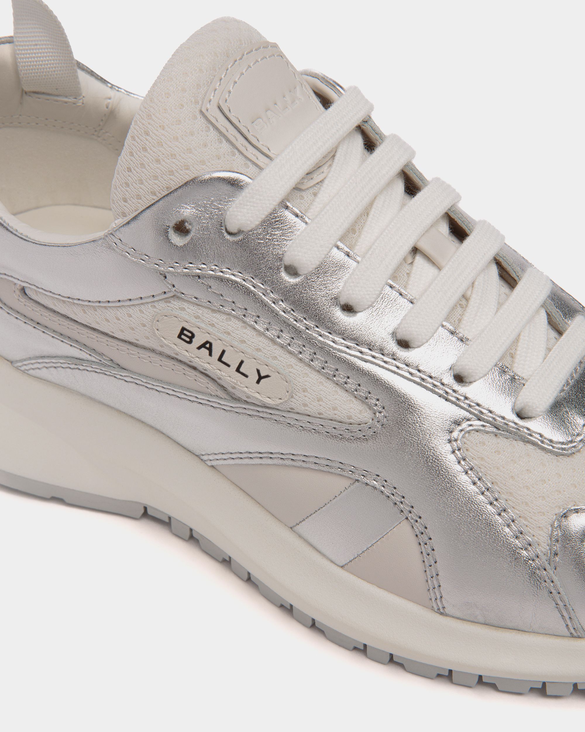 Bally Global - Outline Sneaker In White and Silver Leather - Silver