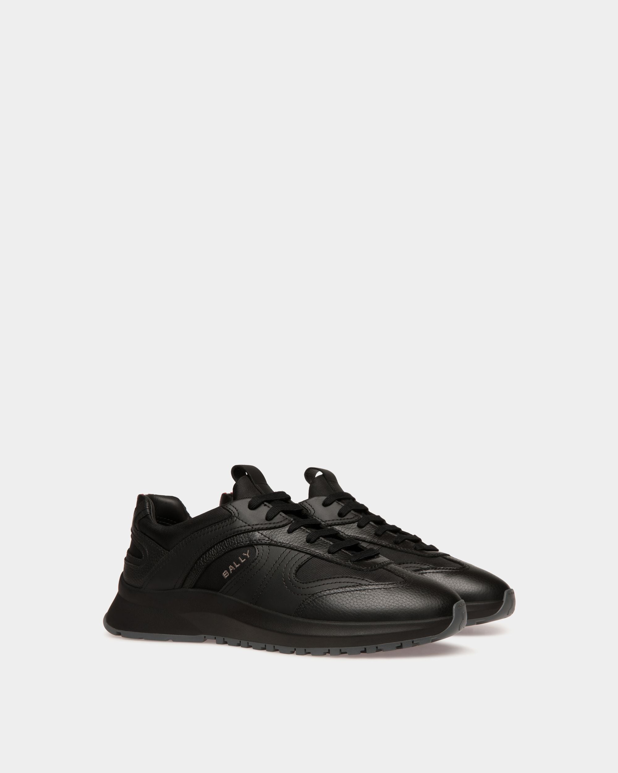 Bally Global - Zapatilla Outline De Piel Y Nailon Negro - Negro