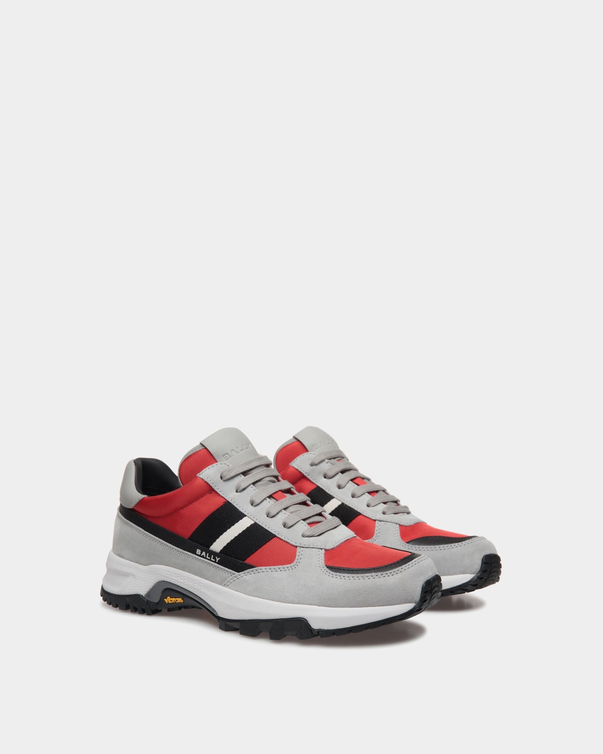 Bally Global - Faster Sneaker In Red Suede Leather and Nylon - Multicolor
