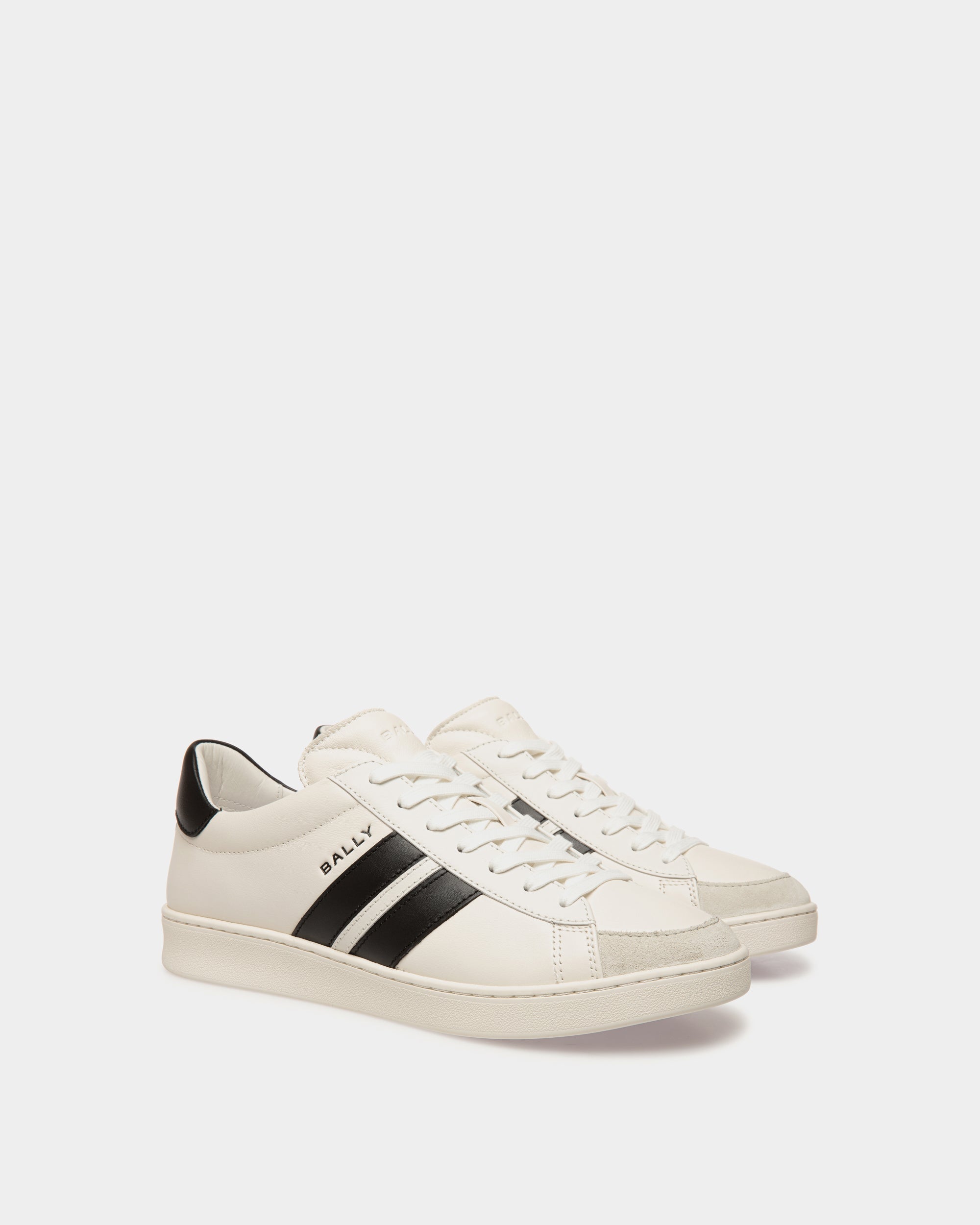Bally Global - Tennis Sneaker in White and Black Leather - Black