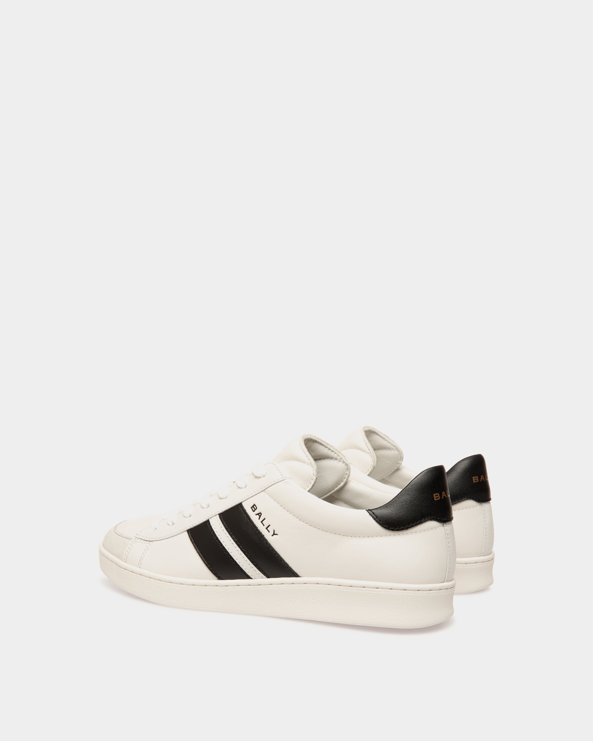 Bally Global - Tennis Sneaker in White and Black Leather - Black