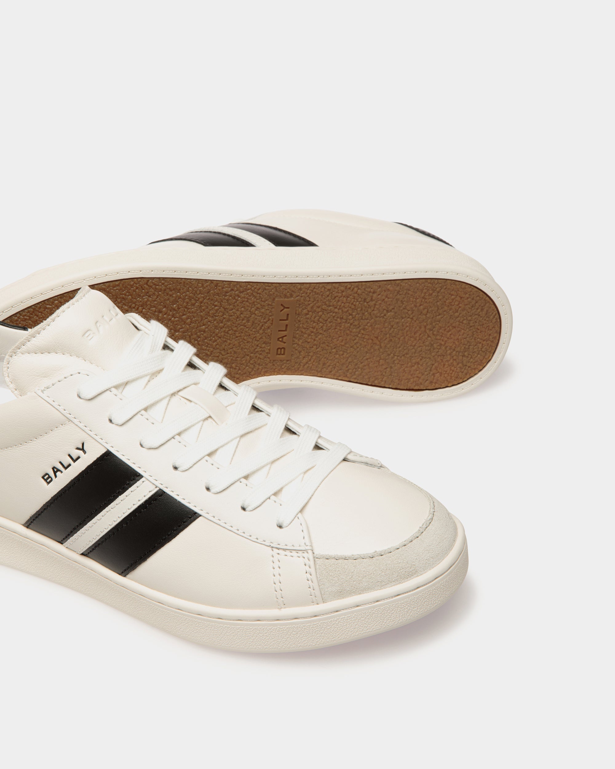 Bally Global - Tennis Sneaker in White and Black Leather - Black