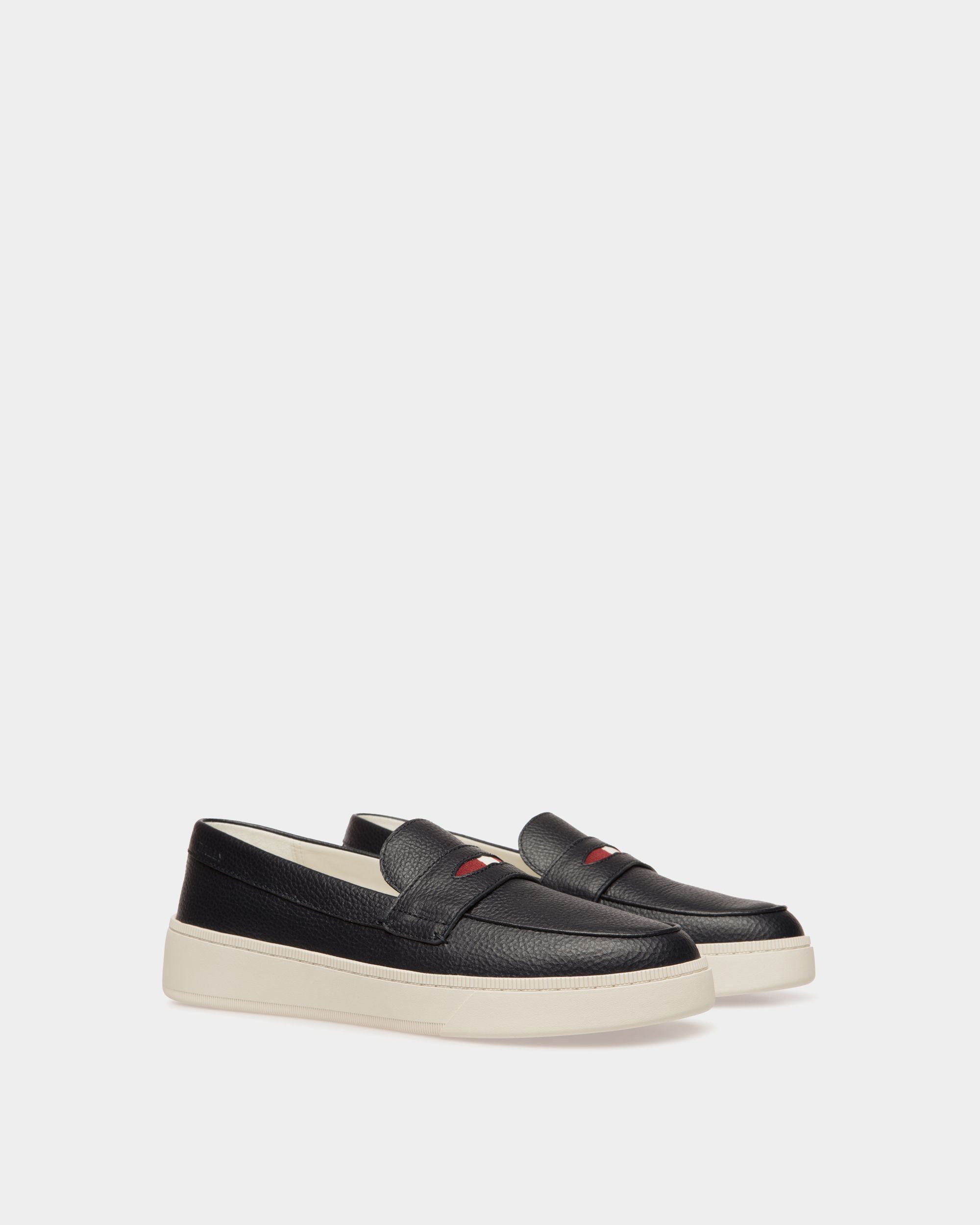 Bally Global - Raise Sneaker in Navy Blue Grained Leather - Blue