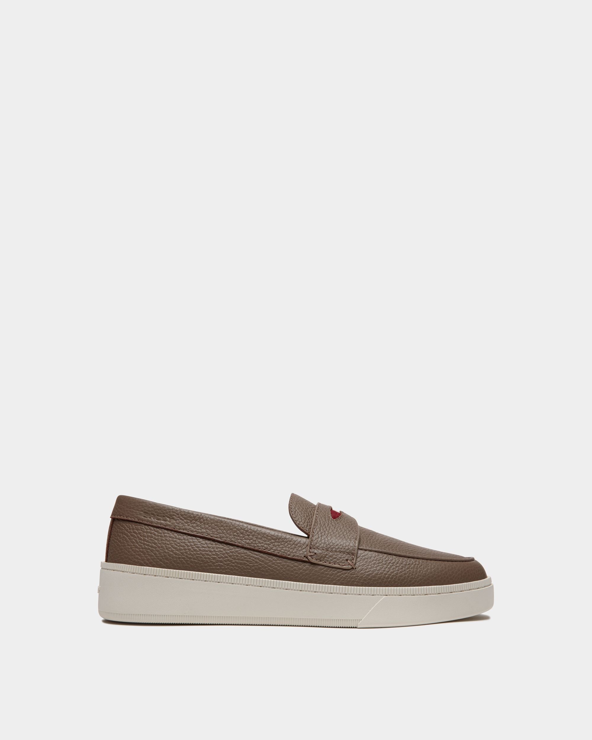 Bally Global - Sneaker Raise En Cuir Grainé Taupe - Marron