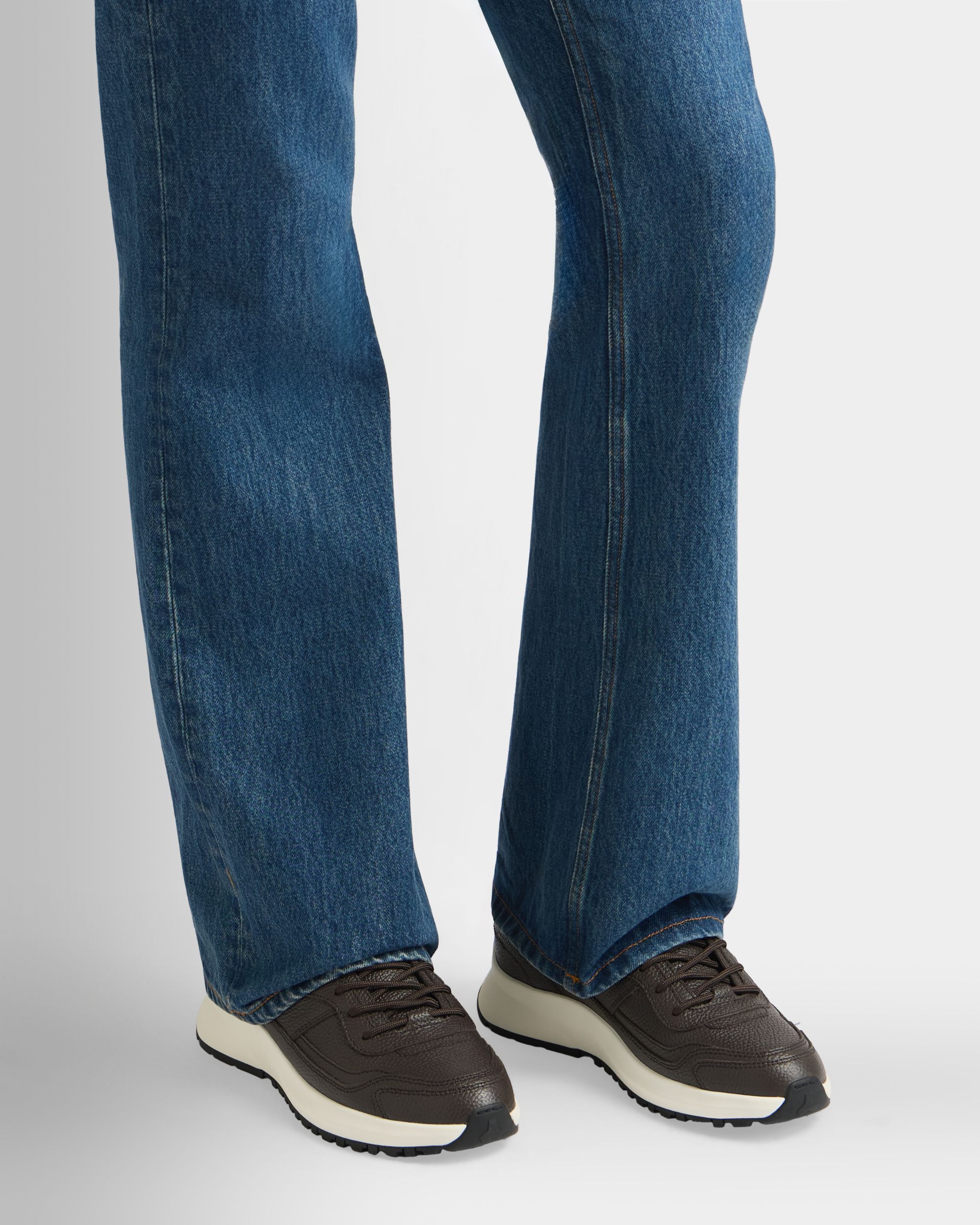 Bally Global - Outline Sneaker in Ebano Grained Leather - Brown