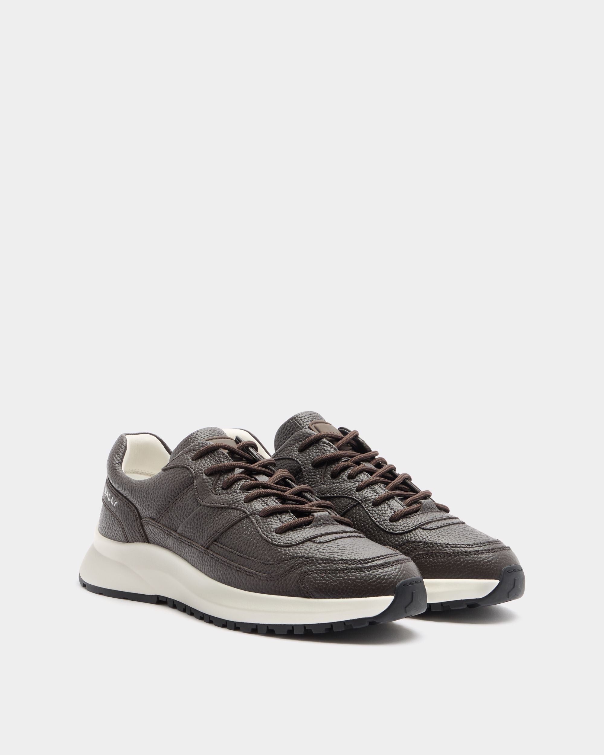 Bally Global - Outline Sneaker in Ebano Grained Leather - Brown
