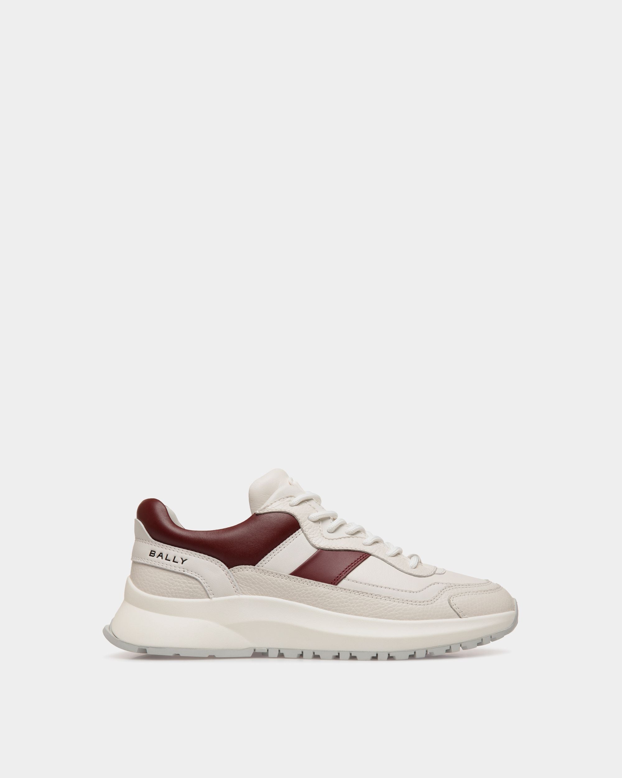Bally Global - Sneaker Outline En Cuir Blanc Et Heritage Red - Blanc