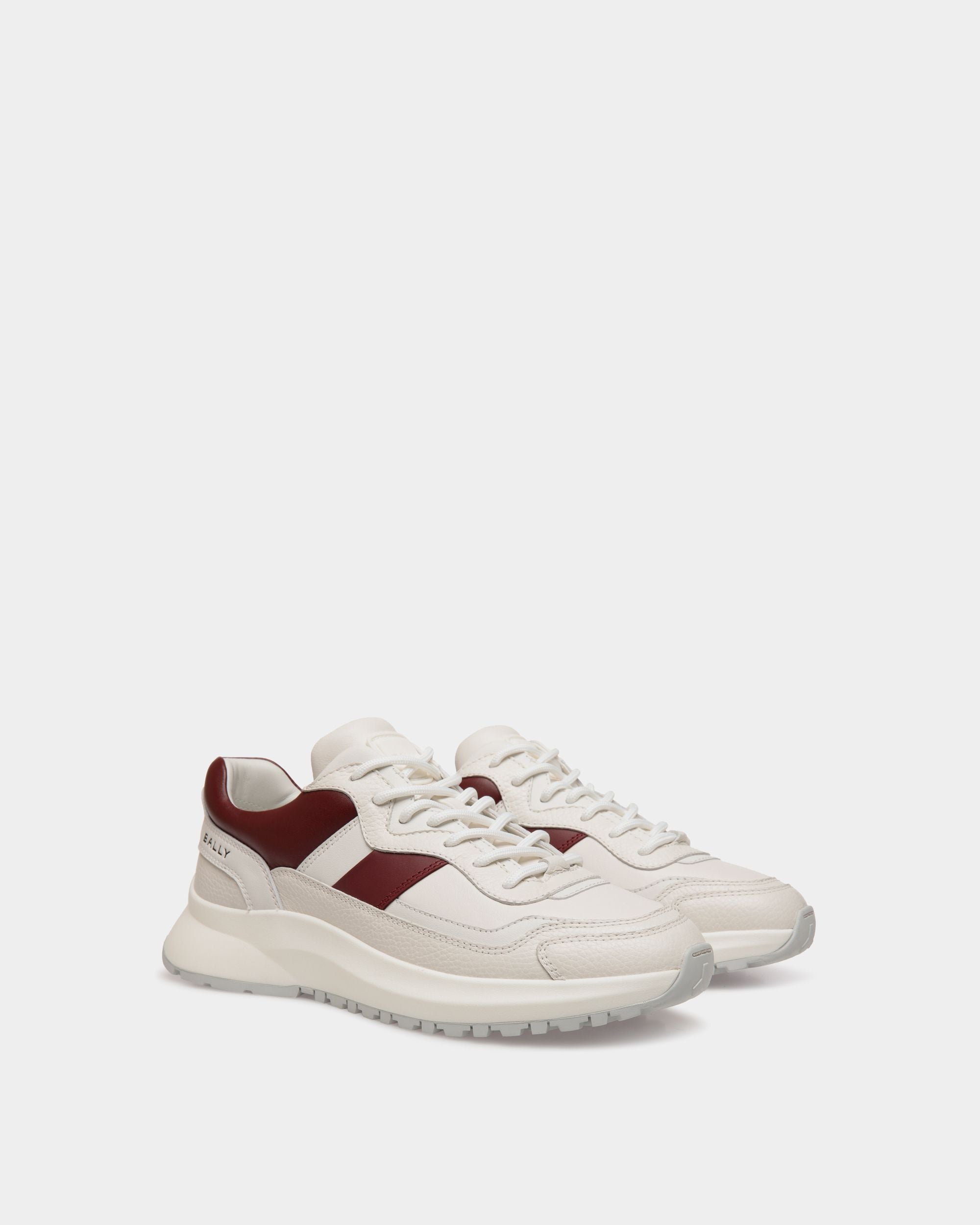 Bally Global - Sneaker Outline En Cuir Blanc Et Heritage Red - Blanc