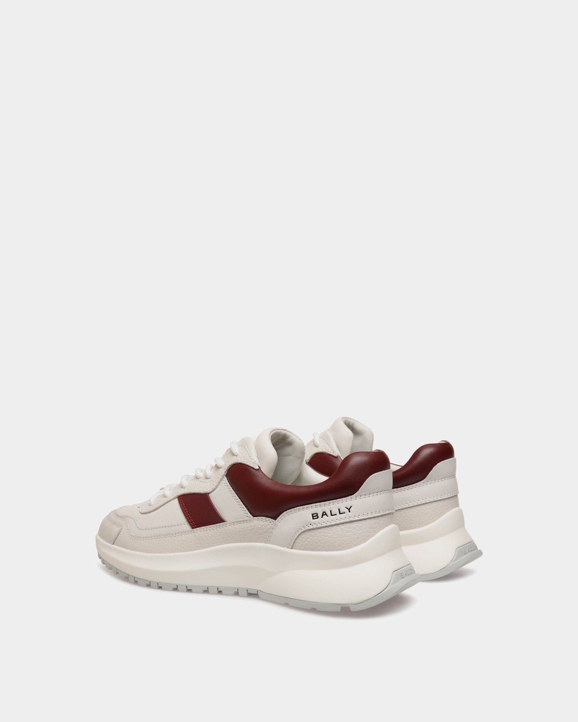 Bally Global - Sneaker Outline En Cuir Blanc Et Heritage Red - Blanc