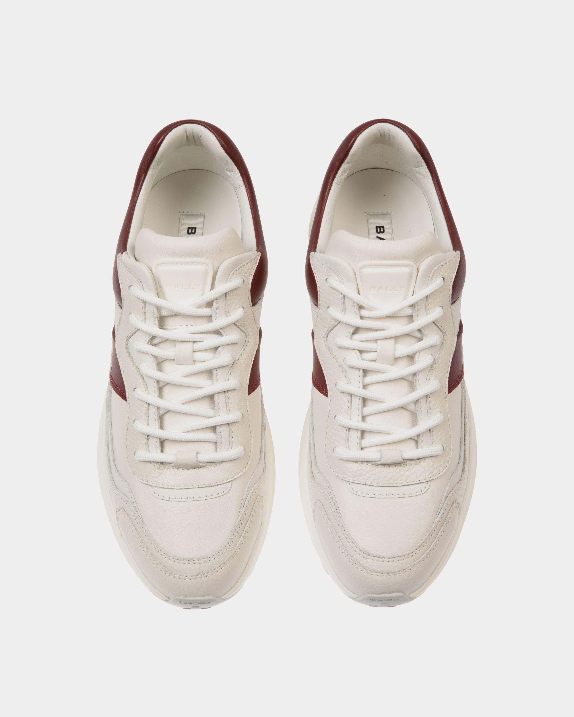 Bally Global - Sneaker Outline En Cuir Blanc Et Heritage Red - Blanc