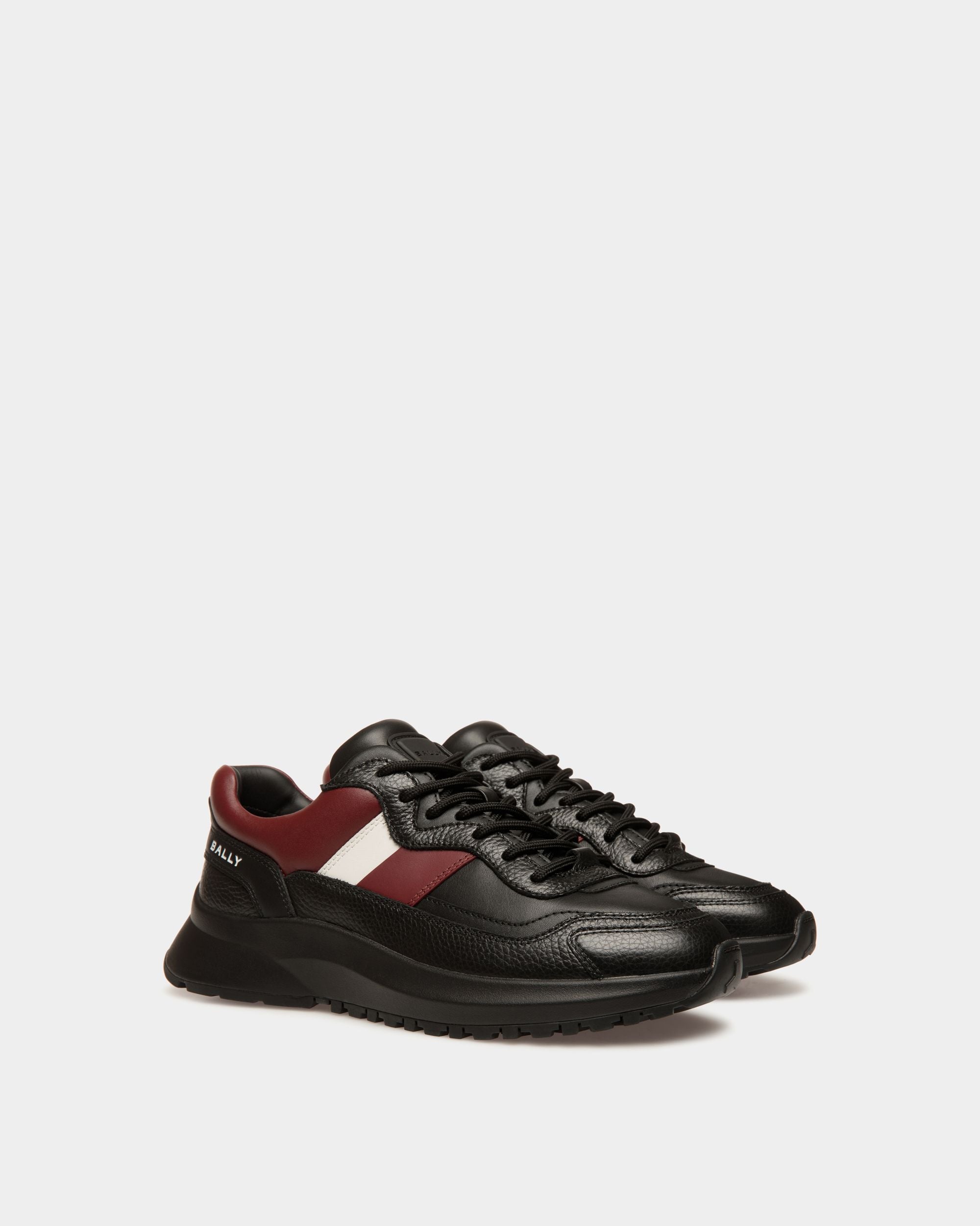 Bally Global - Sneaker Outline En Cuir Noir Et Heritage Red - Noir