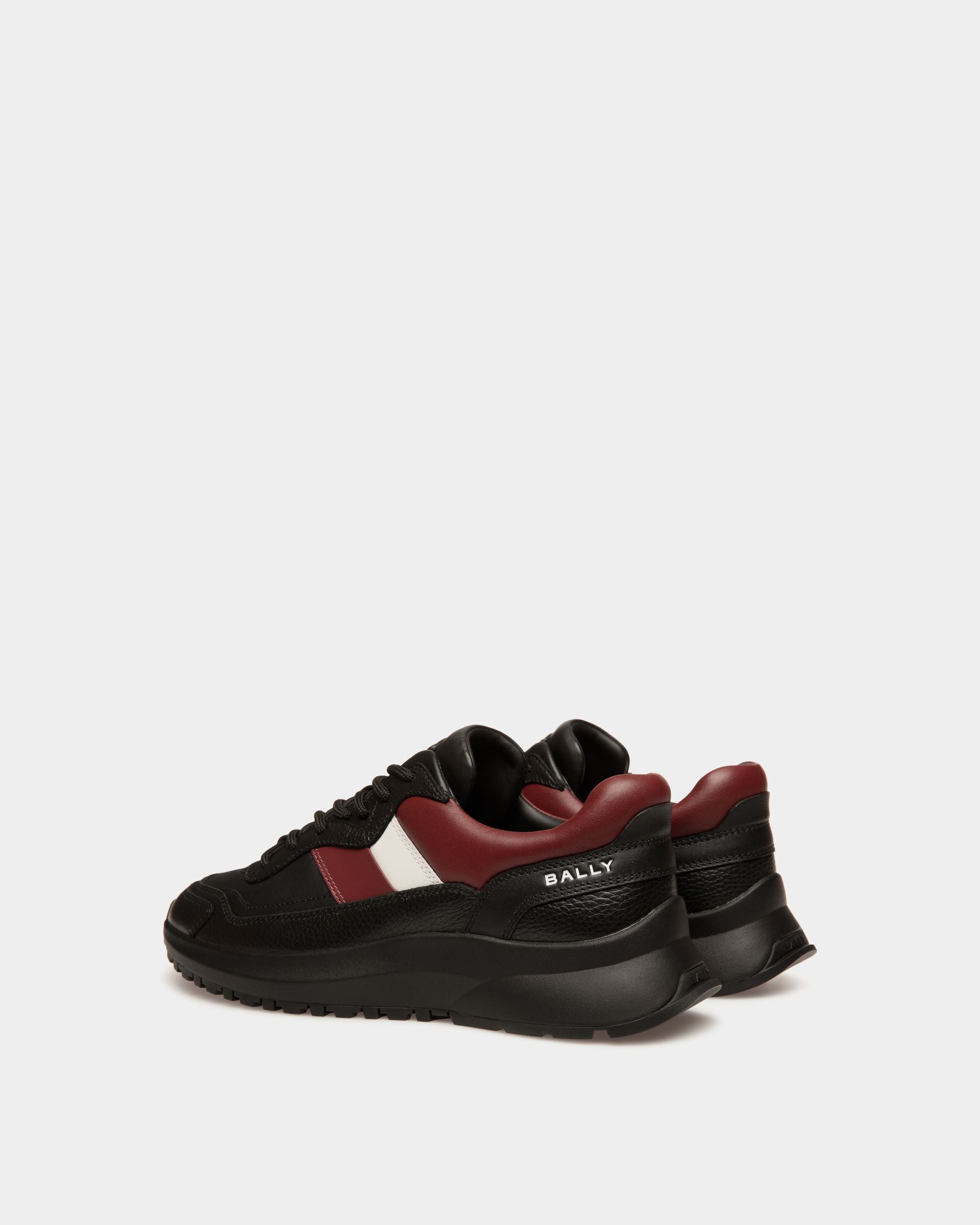 Bally Global - Sneaker Outline En Cuir Noir Et Heritage Red - Noir