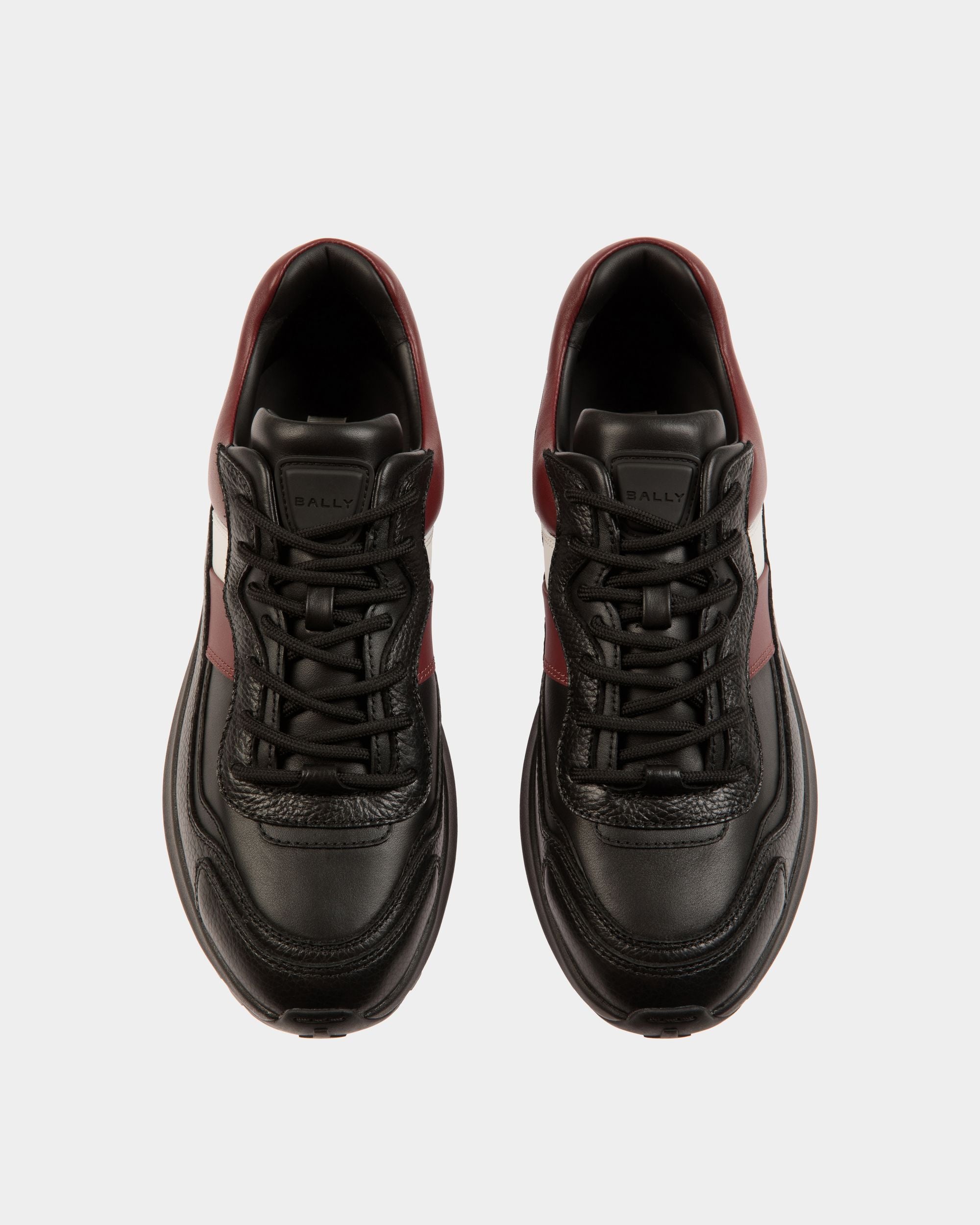 Bally Global - Sneaker Outline En Cuir Noir Et Heritage Red - Noir