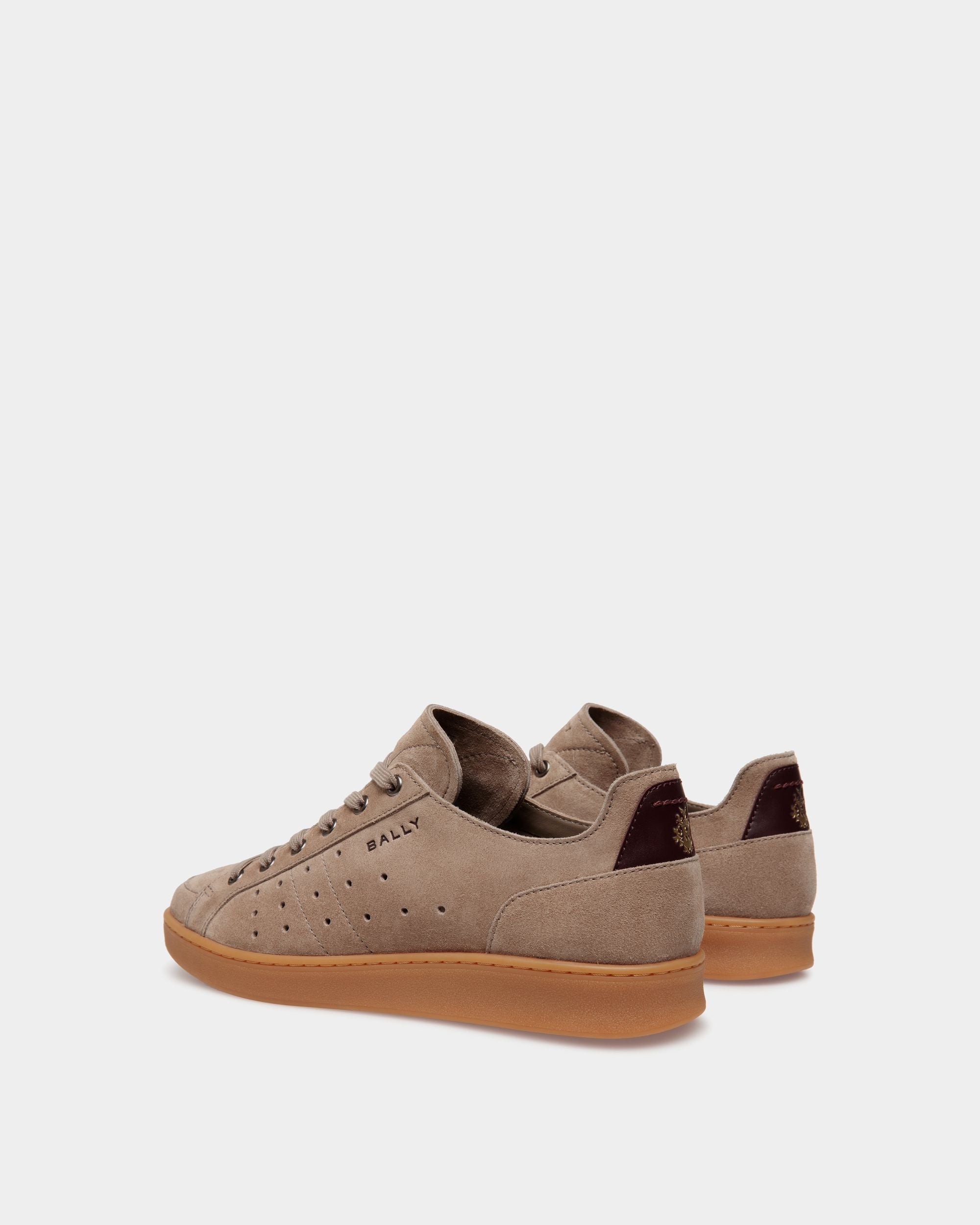 Bally Global - Tennis Sneaker in Taupe and Deep Burgundy Suede - Brown