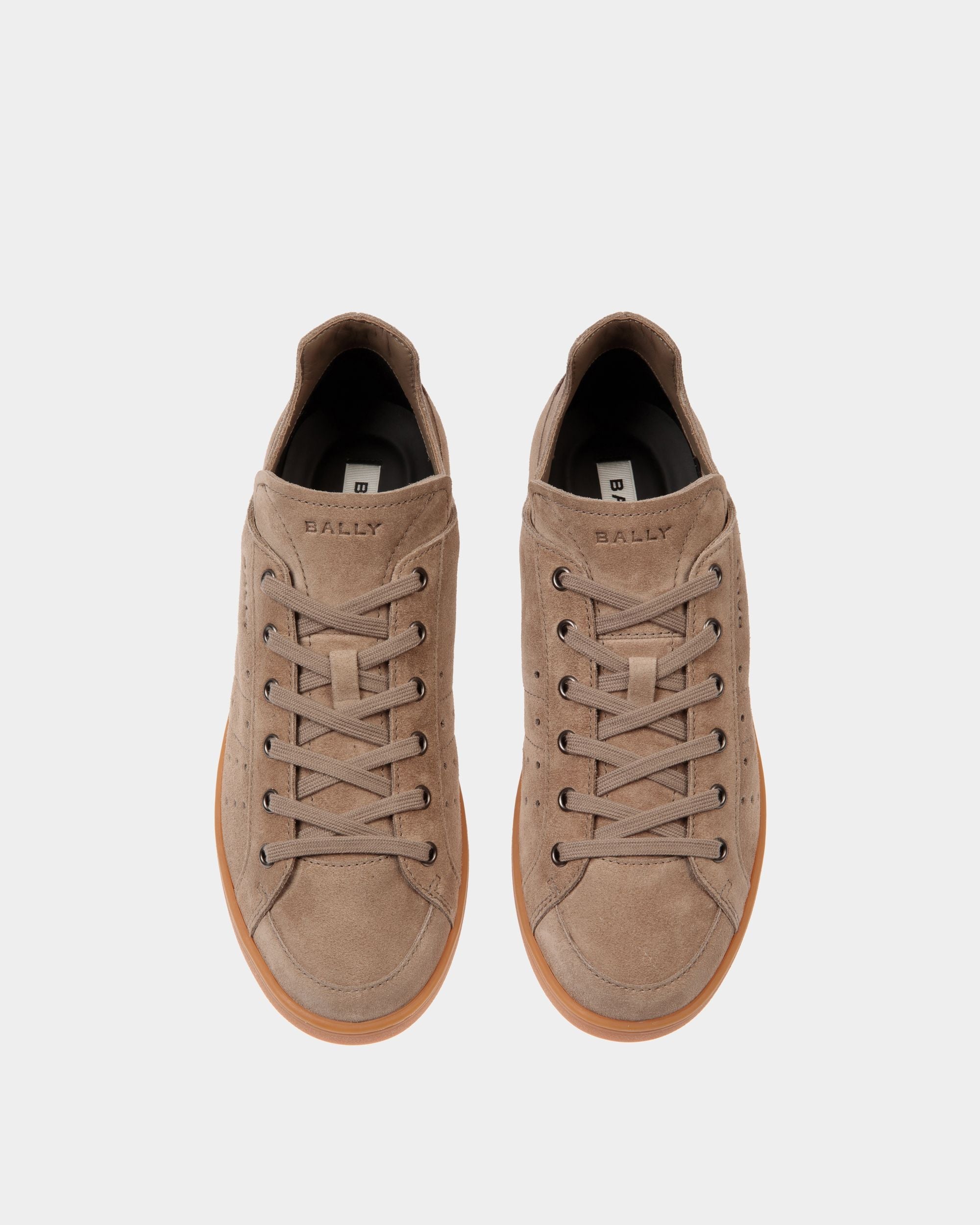 Bally Global - Tennis Sneaker in Taupe and Deep Burgundy Suede - Brown