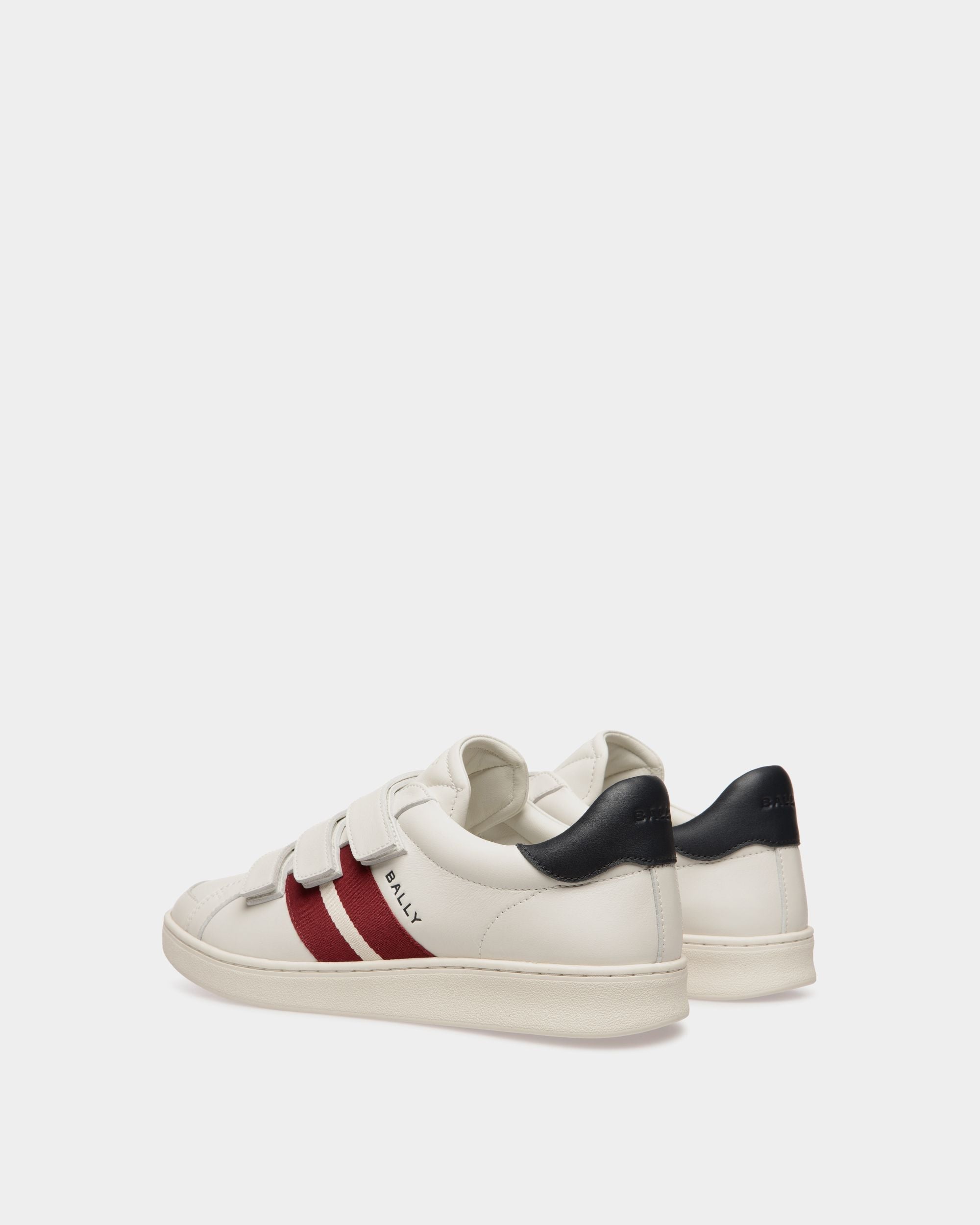 Bally Global - Sneaker Tennis En Cuir Blanc Et Navy Blue - Blanc