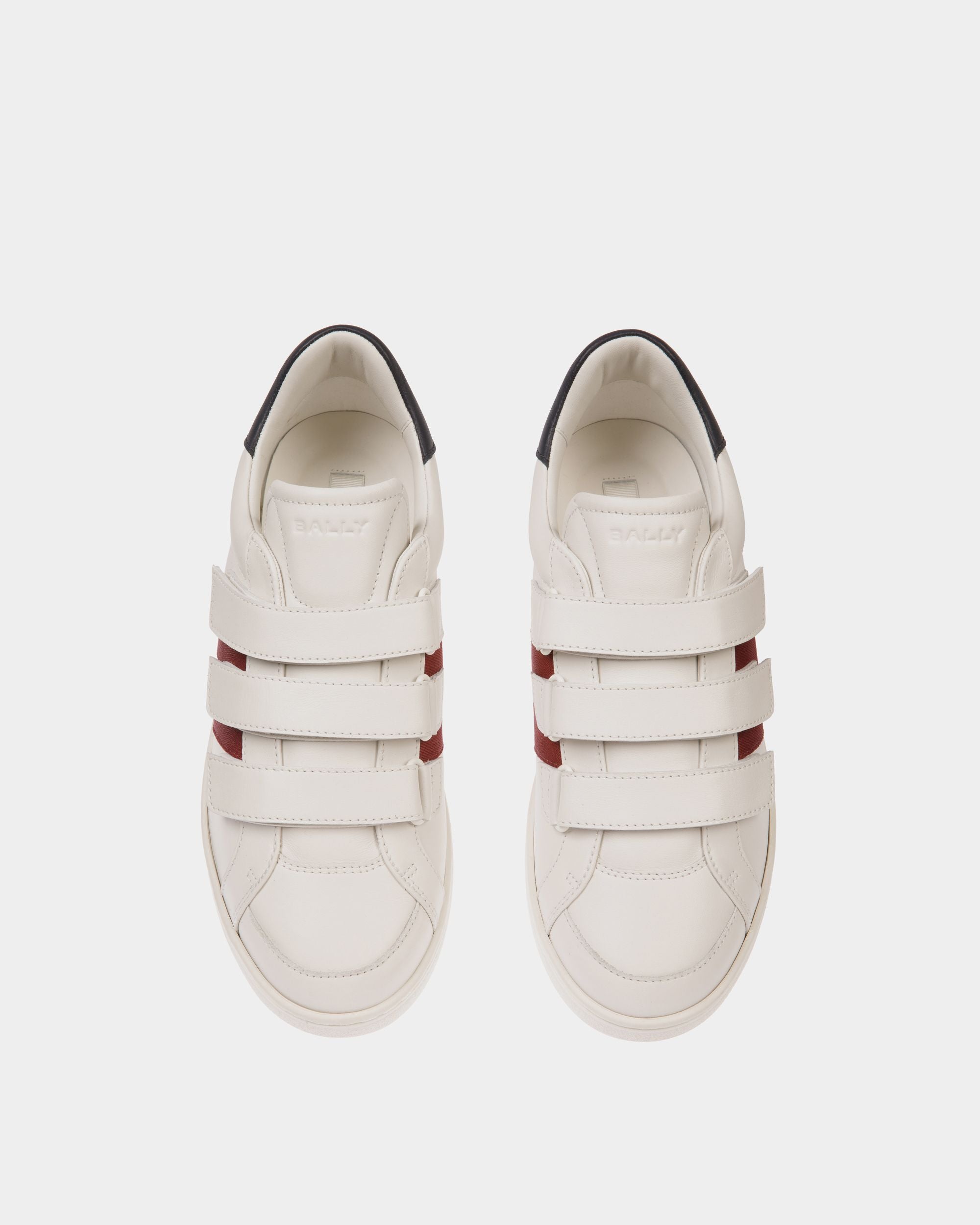 Bally Global - Sneaker Tennis En Cuir Blanc Et Navy Blue - Blanc