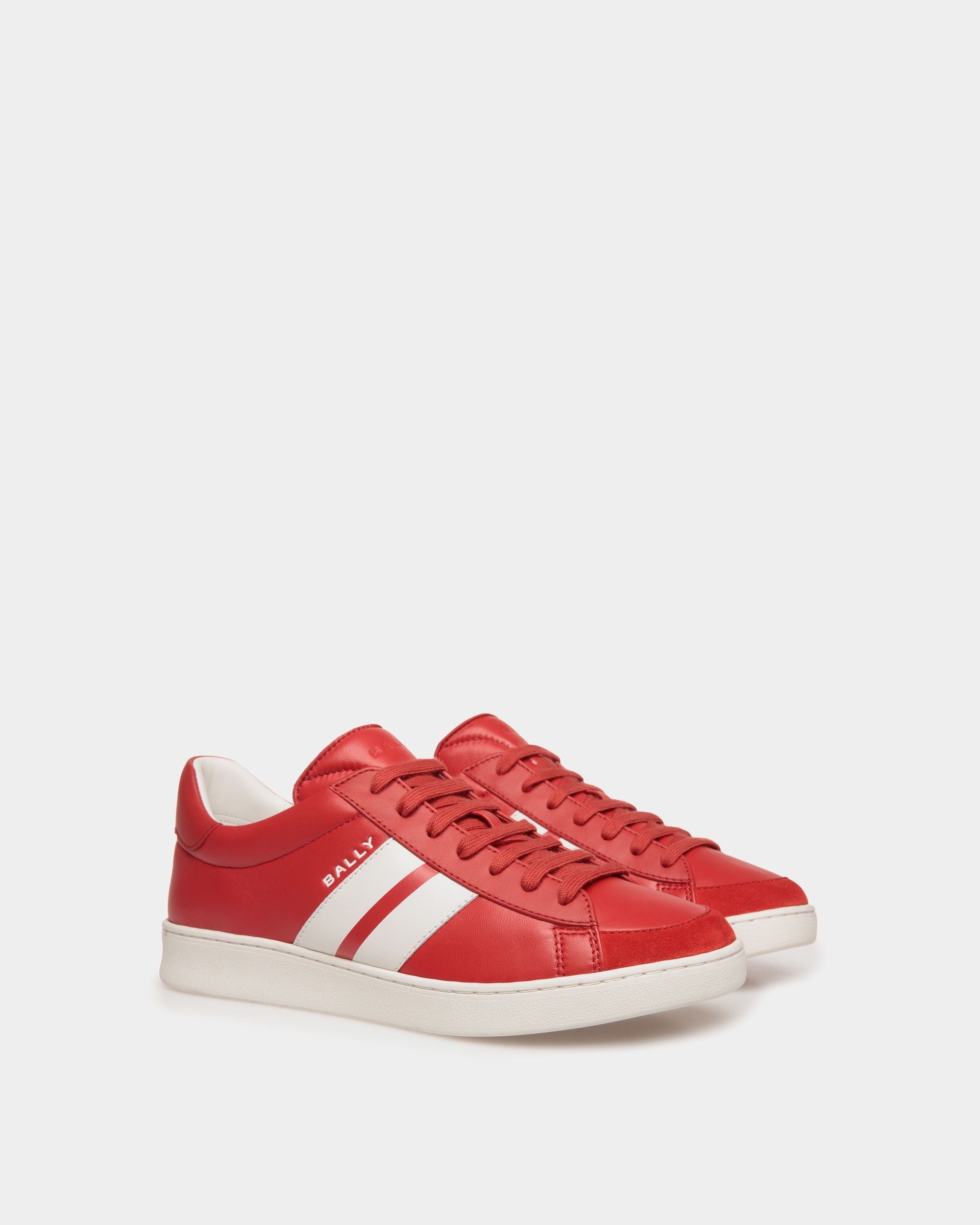 Bally Global - Tennis Sneaker In Candy Red And White Leather - Red