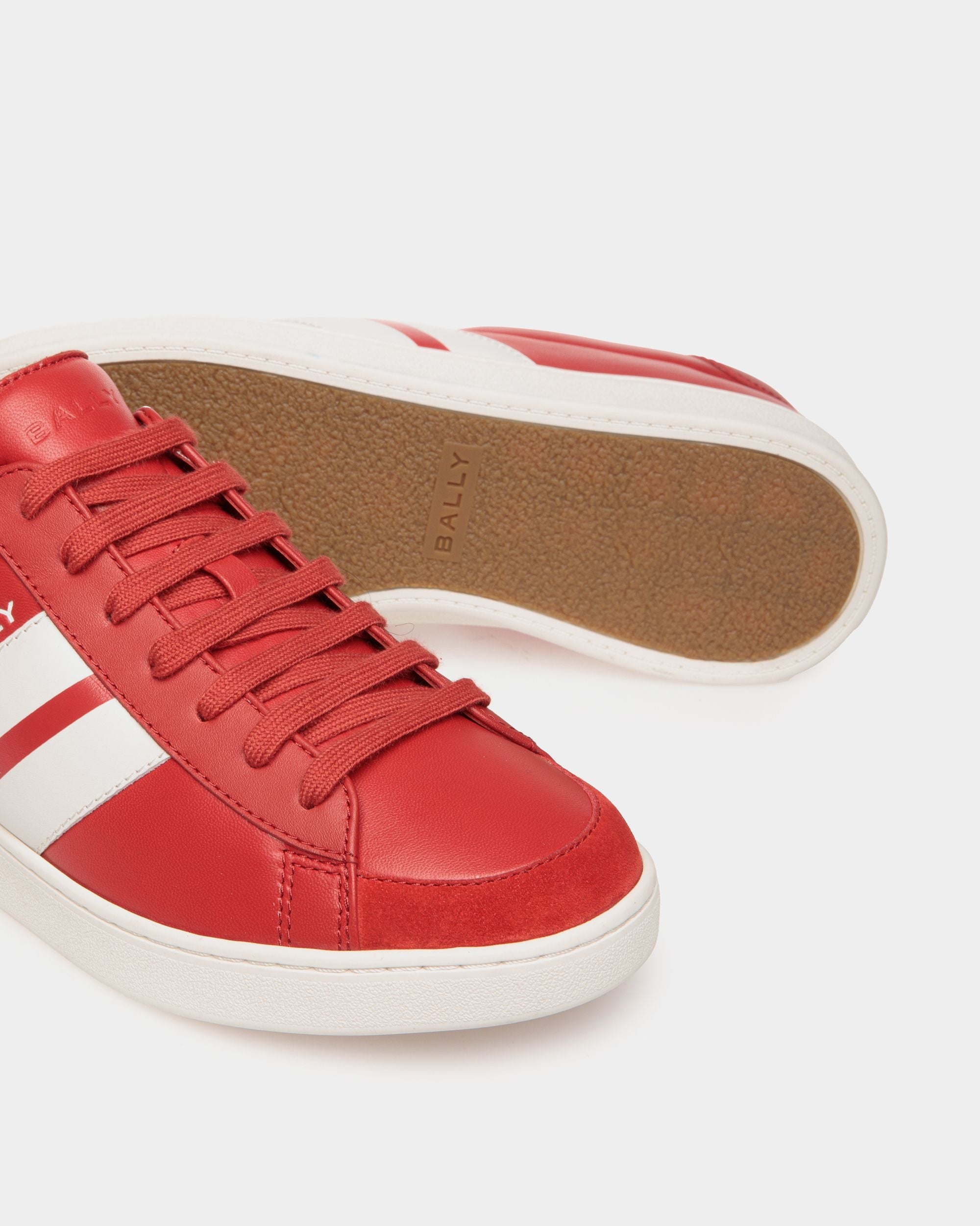 Bally Global - Tennis Sneaker In Candy Red And White Leather - Red