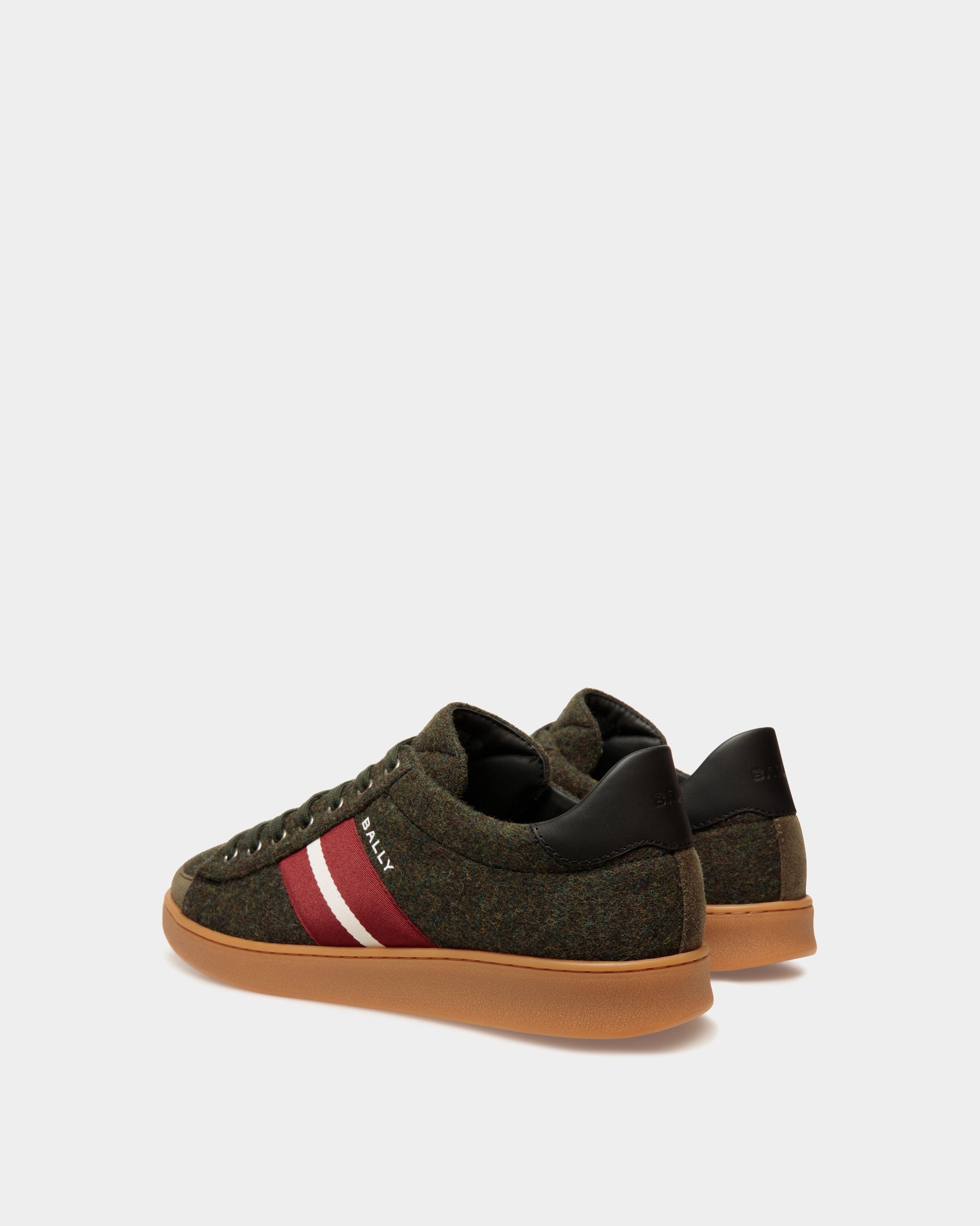 Bally Global - Tennis Sneaker In Sage Green and Black Wool Fabric and Leather - Green