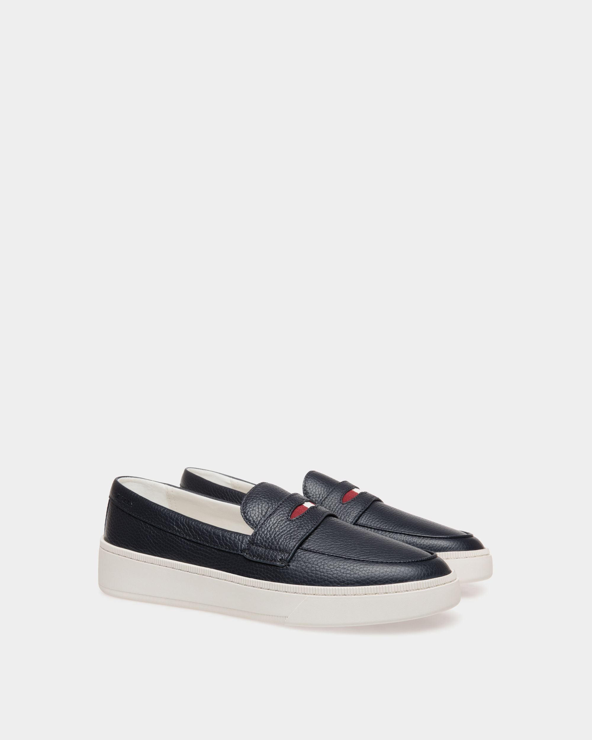 Bally Global - Raise Sneaker in Navy Blue Grained Leather - Blue