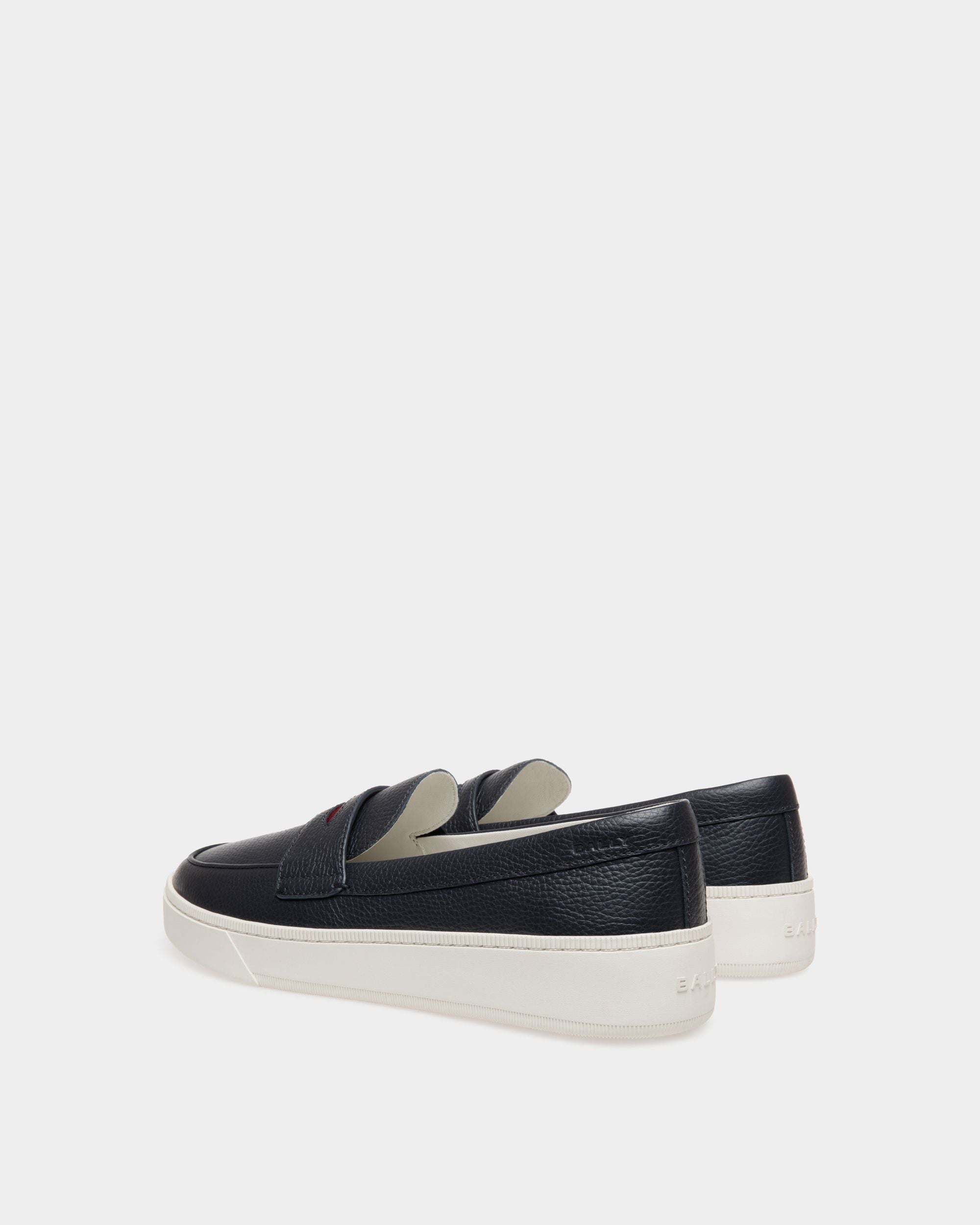 Bally Global - Raise Sneaker in Navy Blue Grained Leather - Blue