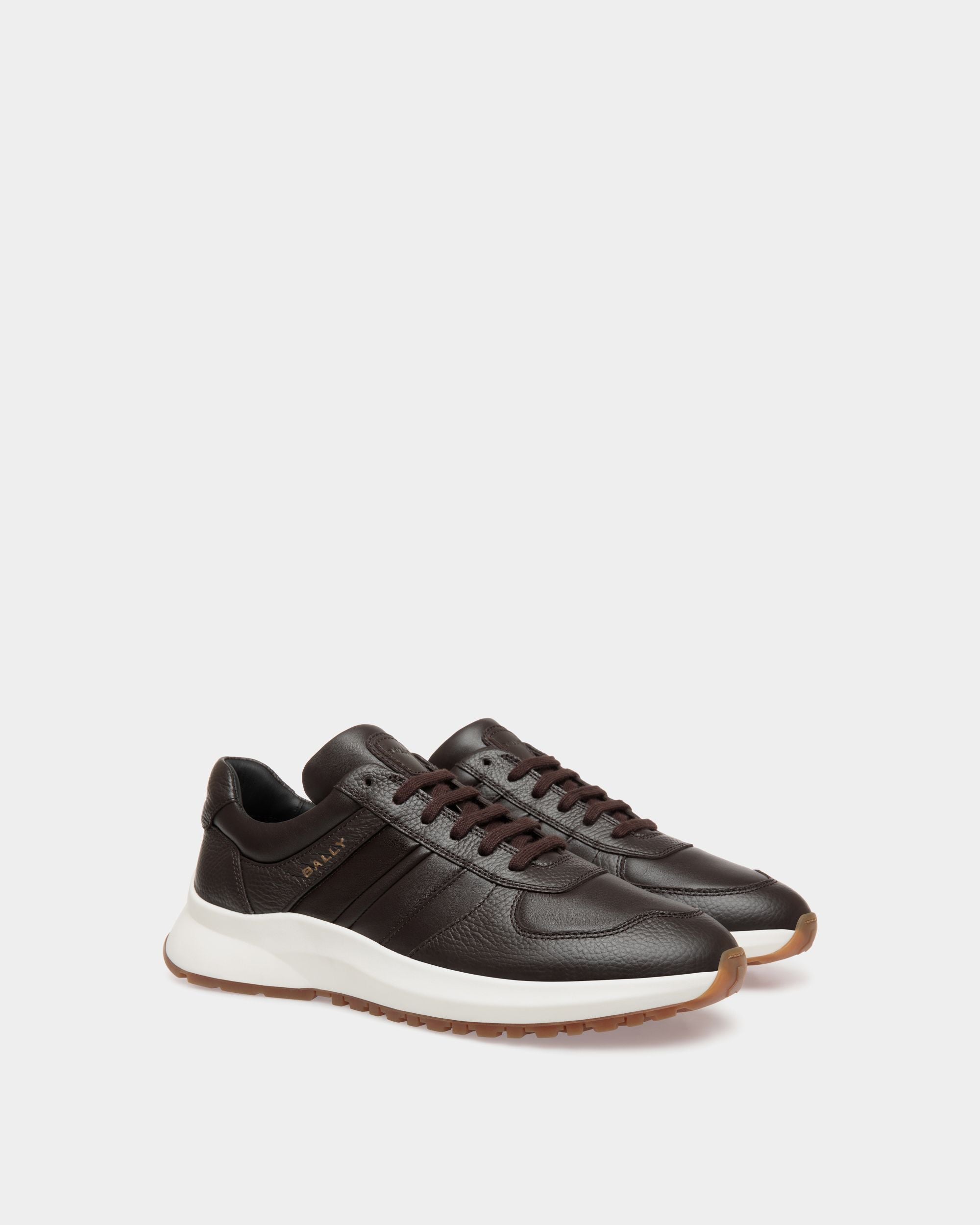 Bally Global - Outline Sneaker in Ebano Grained Leather - Brown