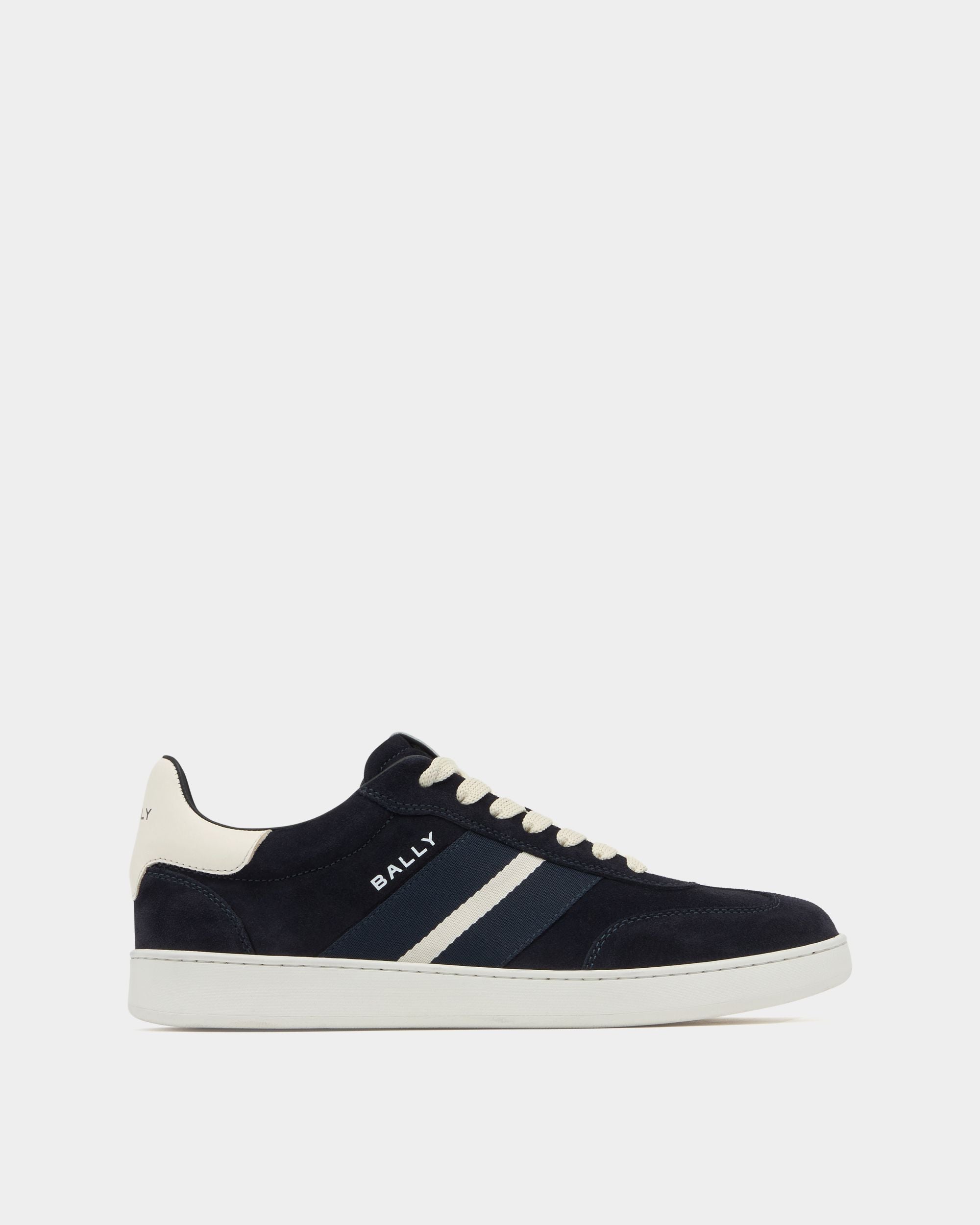 Bally Global - Sneaker Retro Crest En Daim Navy Blue - Vert