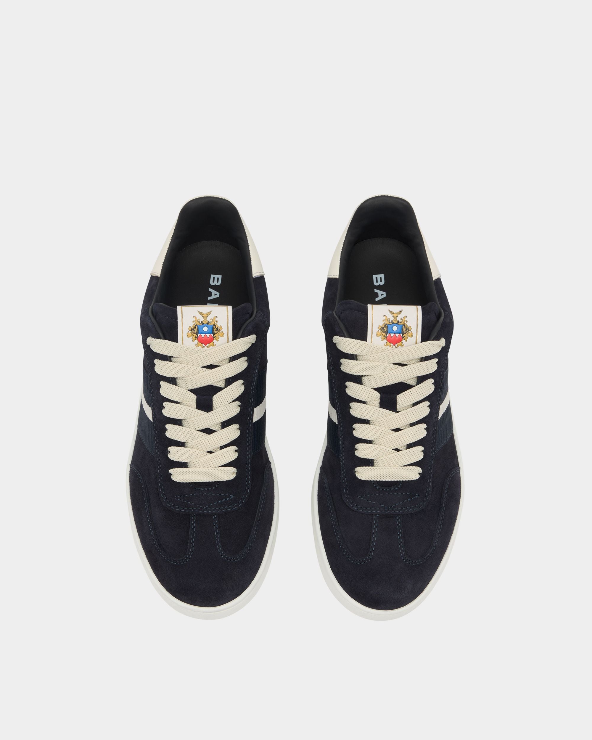 Bally Global - Sneaker Retro Crest En Daim Navy Blue - Vert