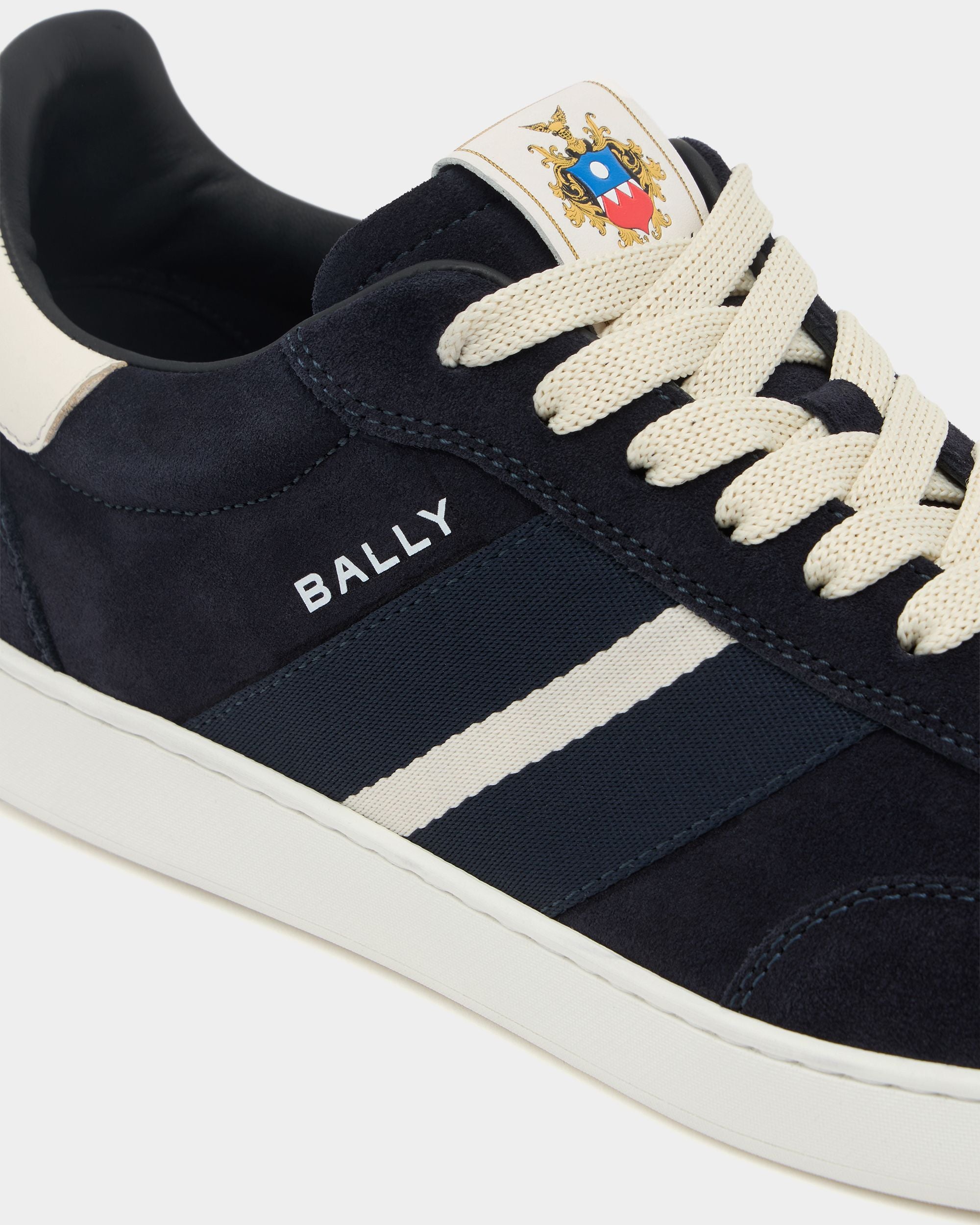 Bally Global - Sneaker Retro Crest En Daim Navy Blue - Vert