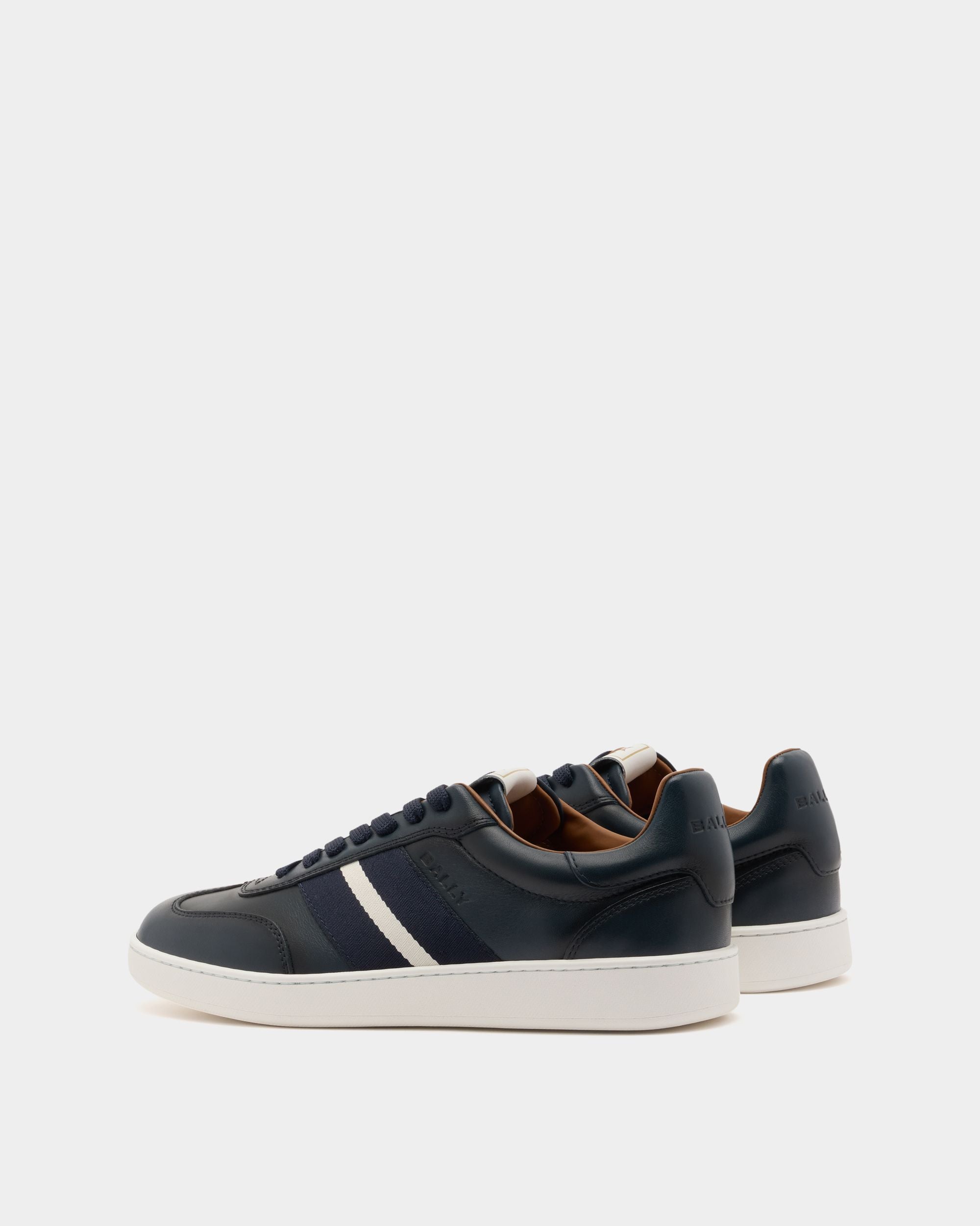 Bally Global - Retro Crest Sneaker In Navy Blue Leather - Blue