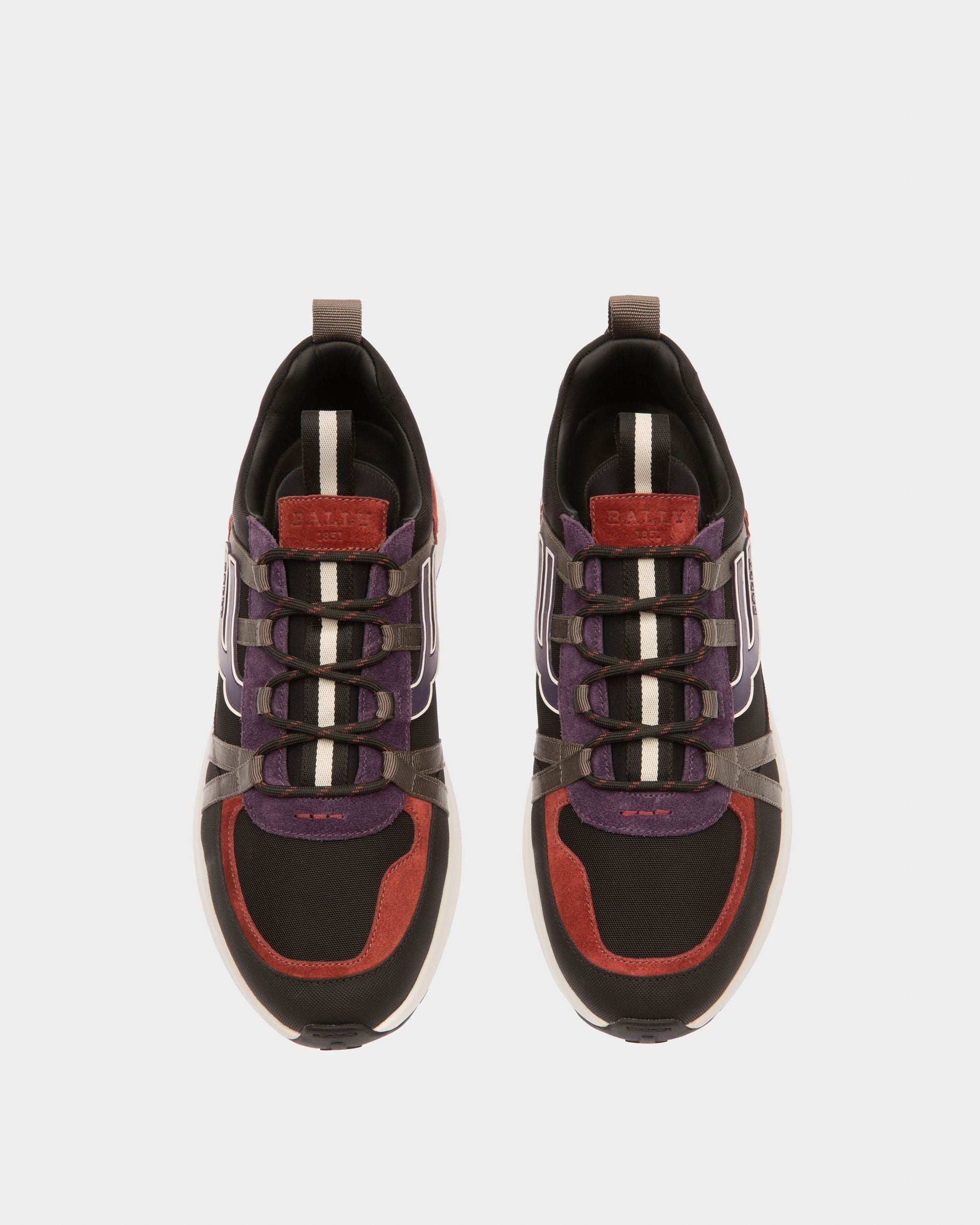 Bally Global - Damon Baskets En Tissu Et Cuir Noir Et Rouge Héritage - Noir