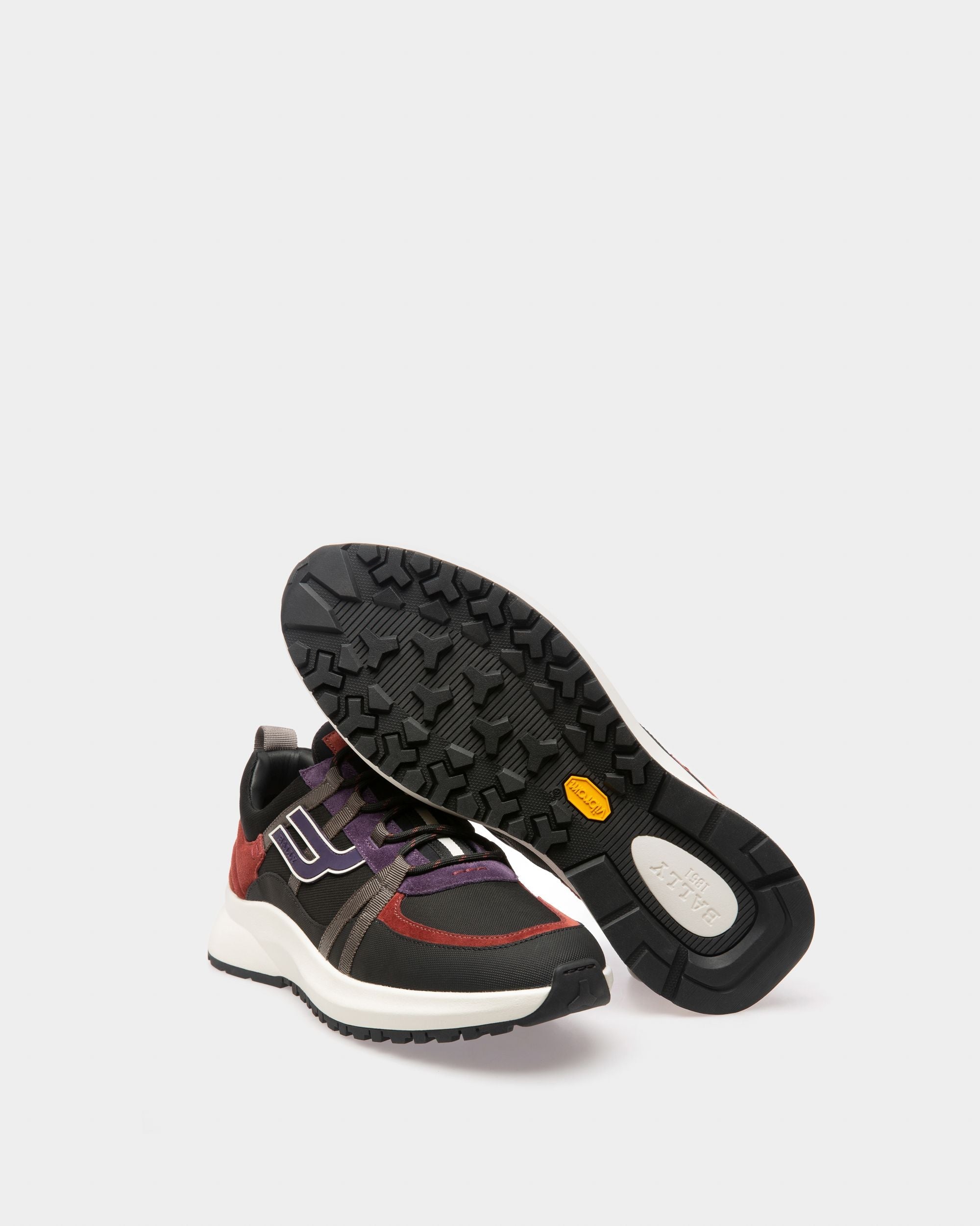 Bally Global - Damon Baskets En Tissu Et Cuir Noir Et Rouge Héritage - Noir
