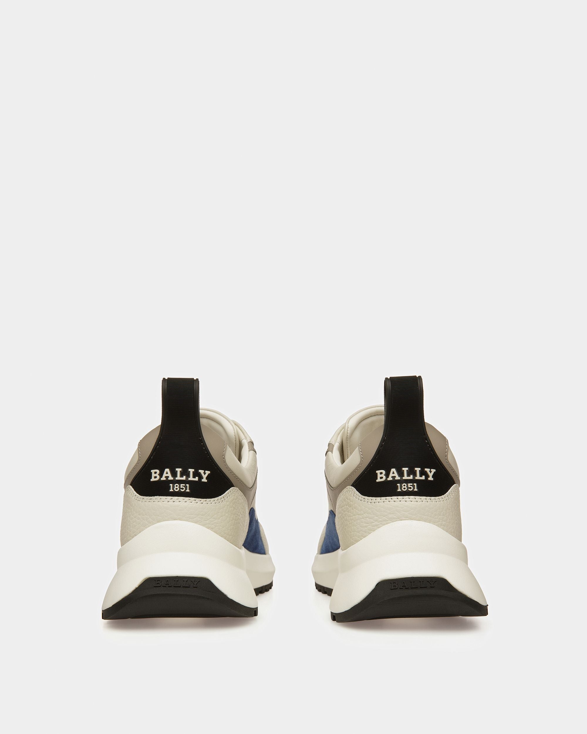 Bally Global - Dave Zapatillas De Tela Y Piel En Blanco Empolvado Y Azul Neón - Multicolor