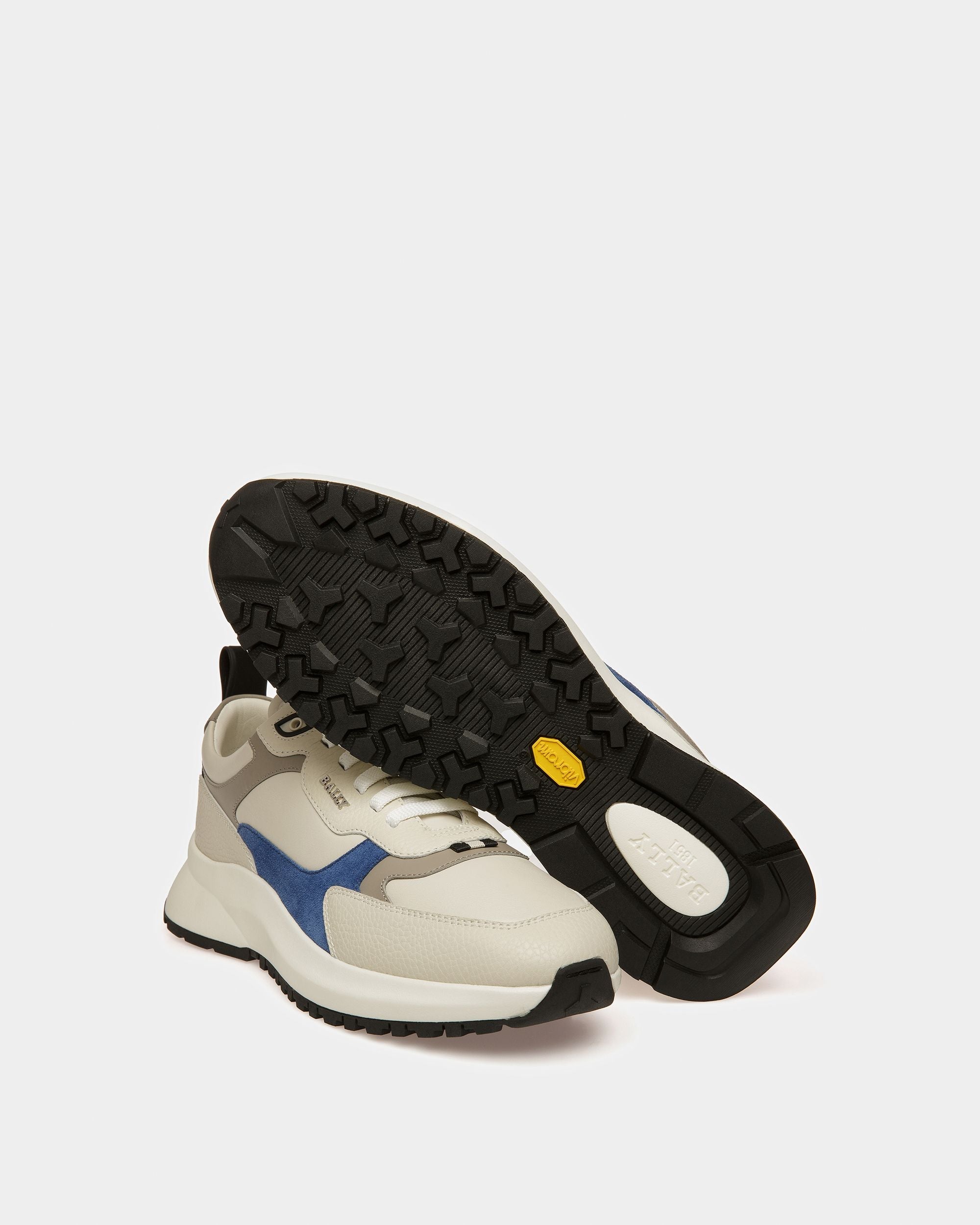 Bally Global - Dave Zapatillas De Tela Y Piel En Blanco Empolvado Y Azul Neón - Multicolor