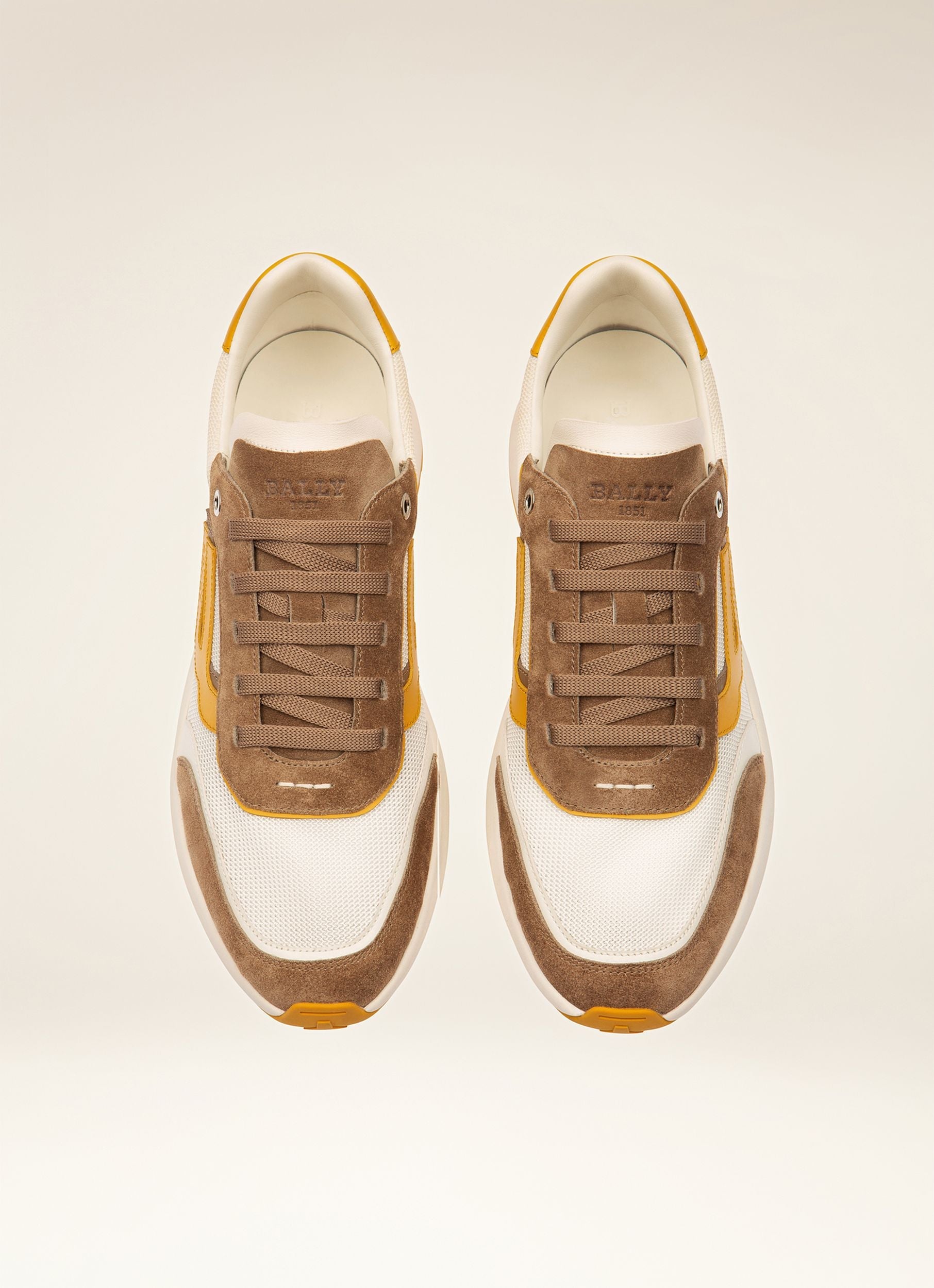 Bally Global - Demmy Zapatillas En Malla Y Piel De Color Marrón Topo Y Blanco - Multicolor