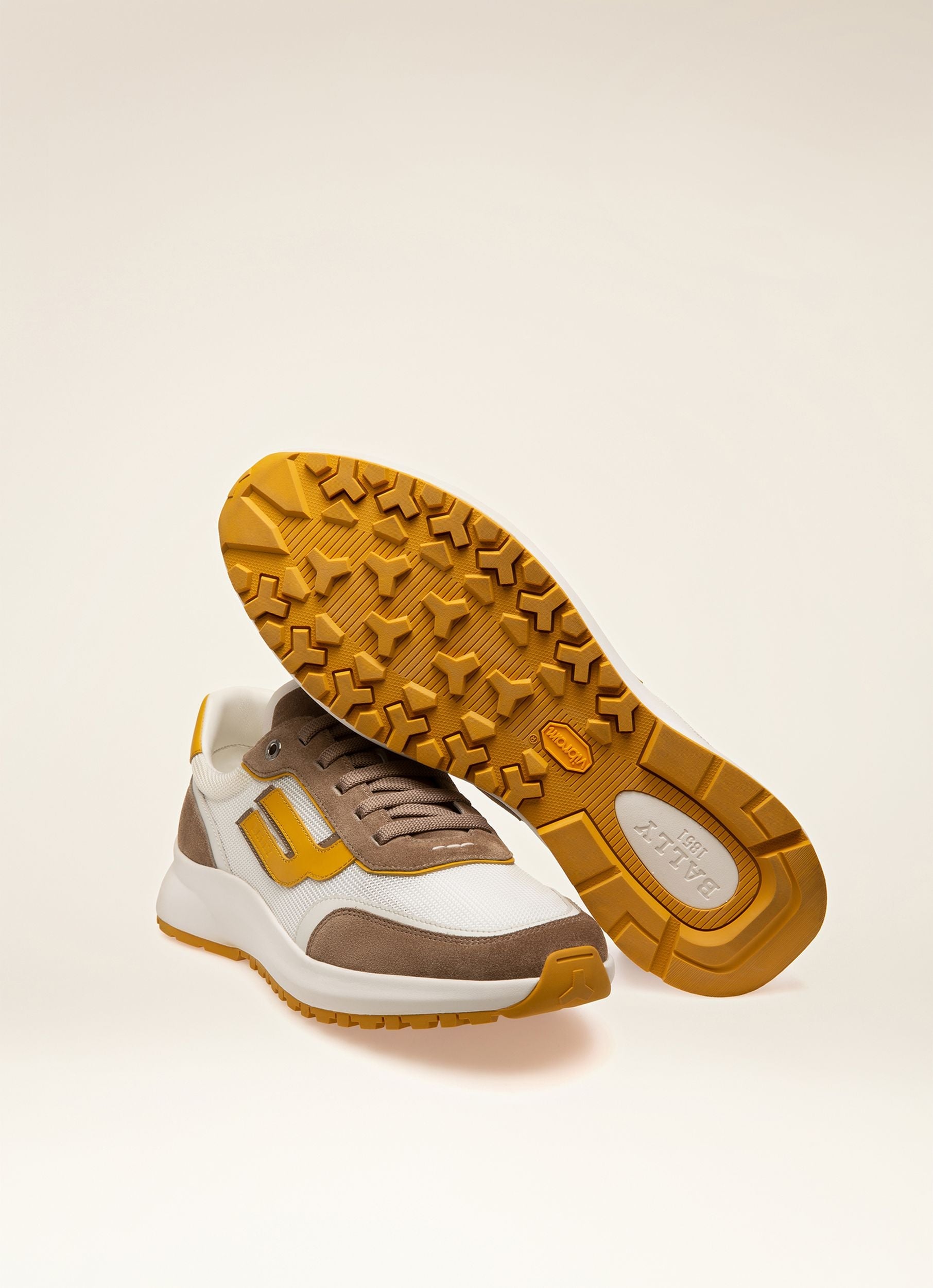 Bally Global - Demmy Zapatillas En Malla Y Piel De Color Marrón Topo Y Blanco - Multicolor